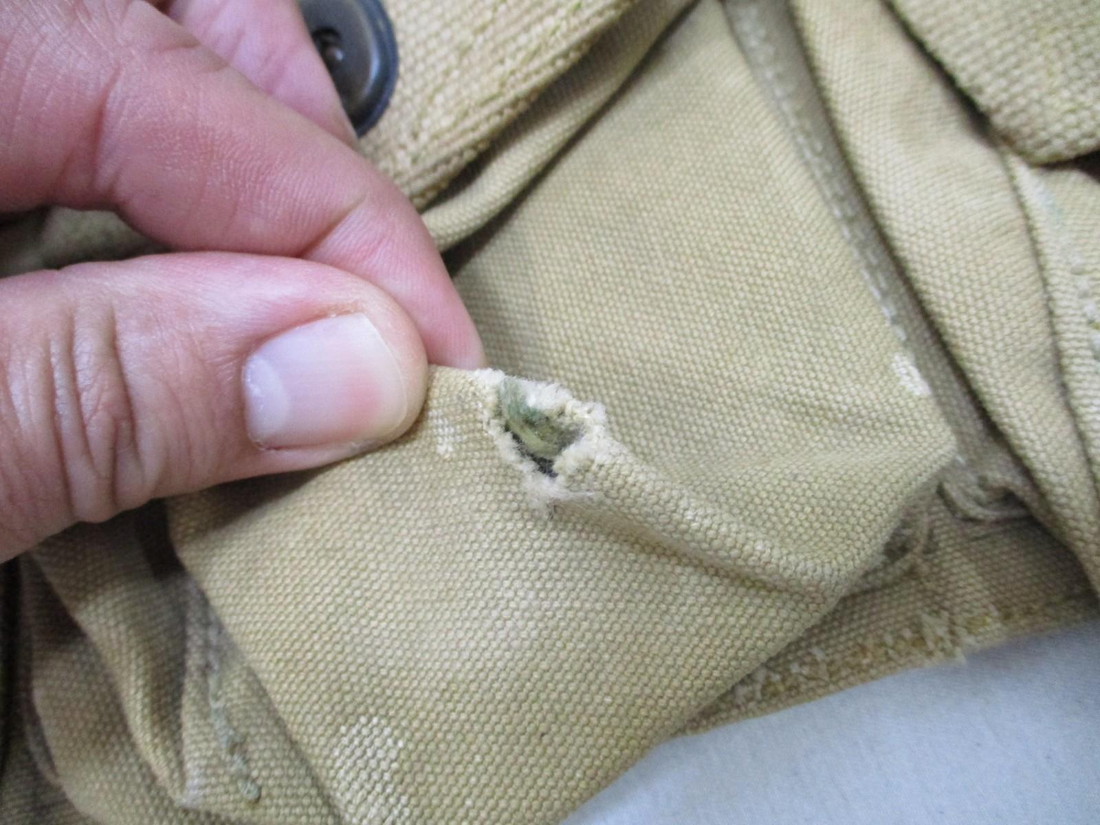 Vintage WWI era canvas bandolier pouch by Centex Military Gear, military web gear with right-side BAR magazine holder.