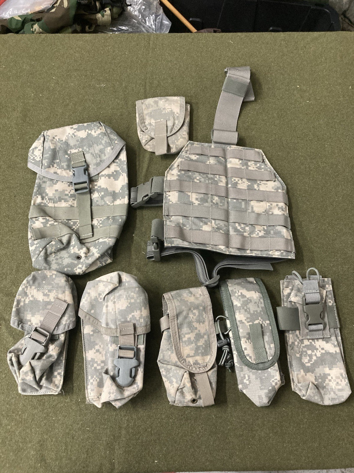 Tactical Tailor ACU MOLLE Pouch Lot – Mag, Utility, Frag, Drop Leg Panel Iraq