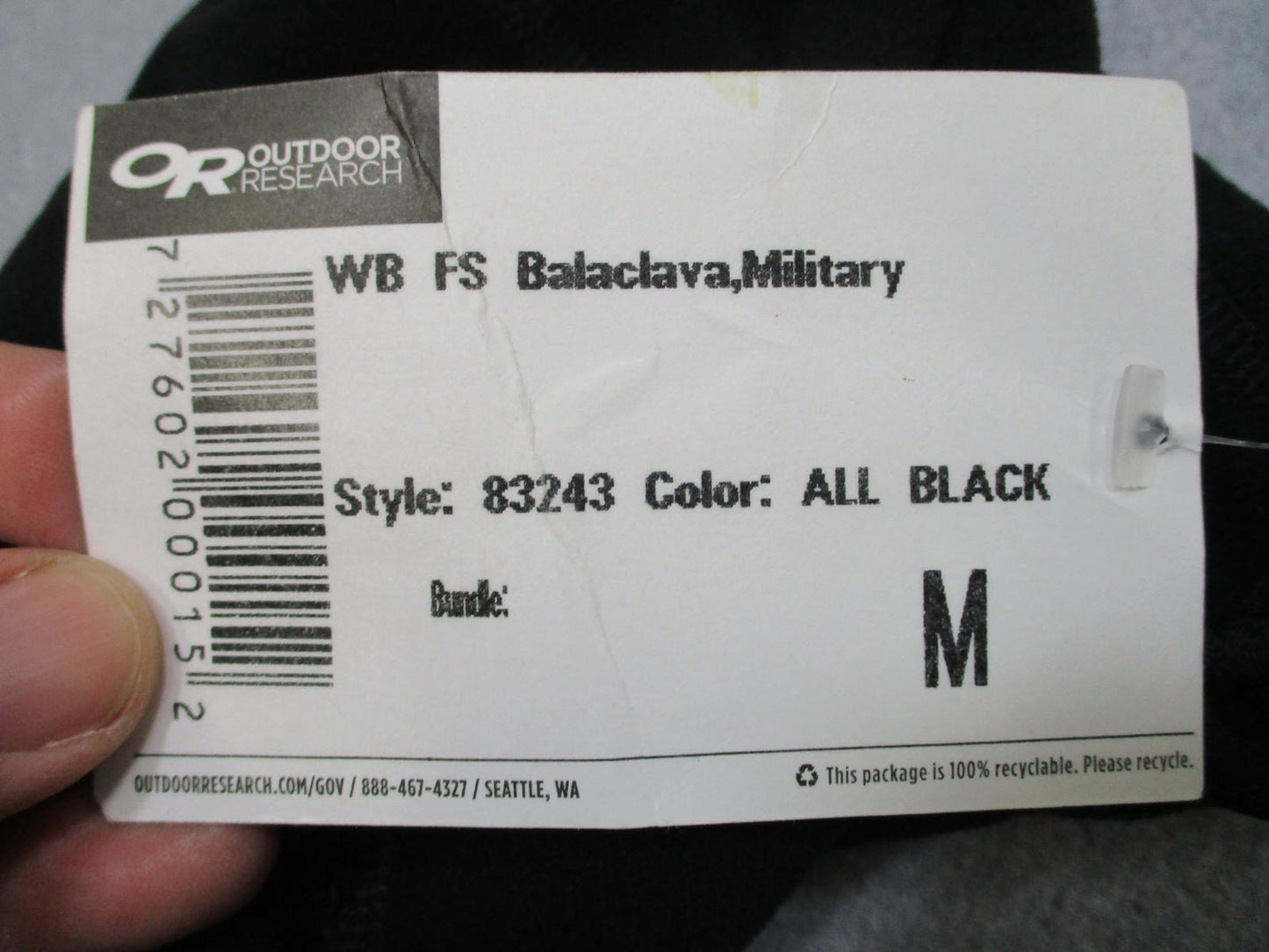 Outdoor Research WB FS Balaclava Military Fleece Black Size M - Shisty Hood Mask