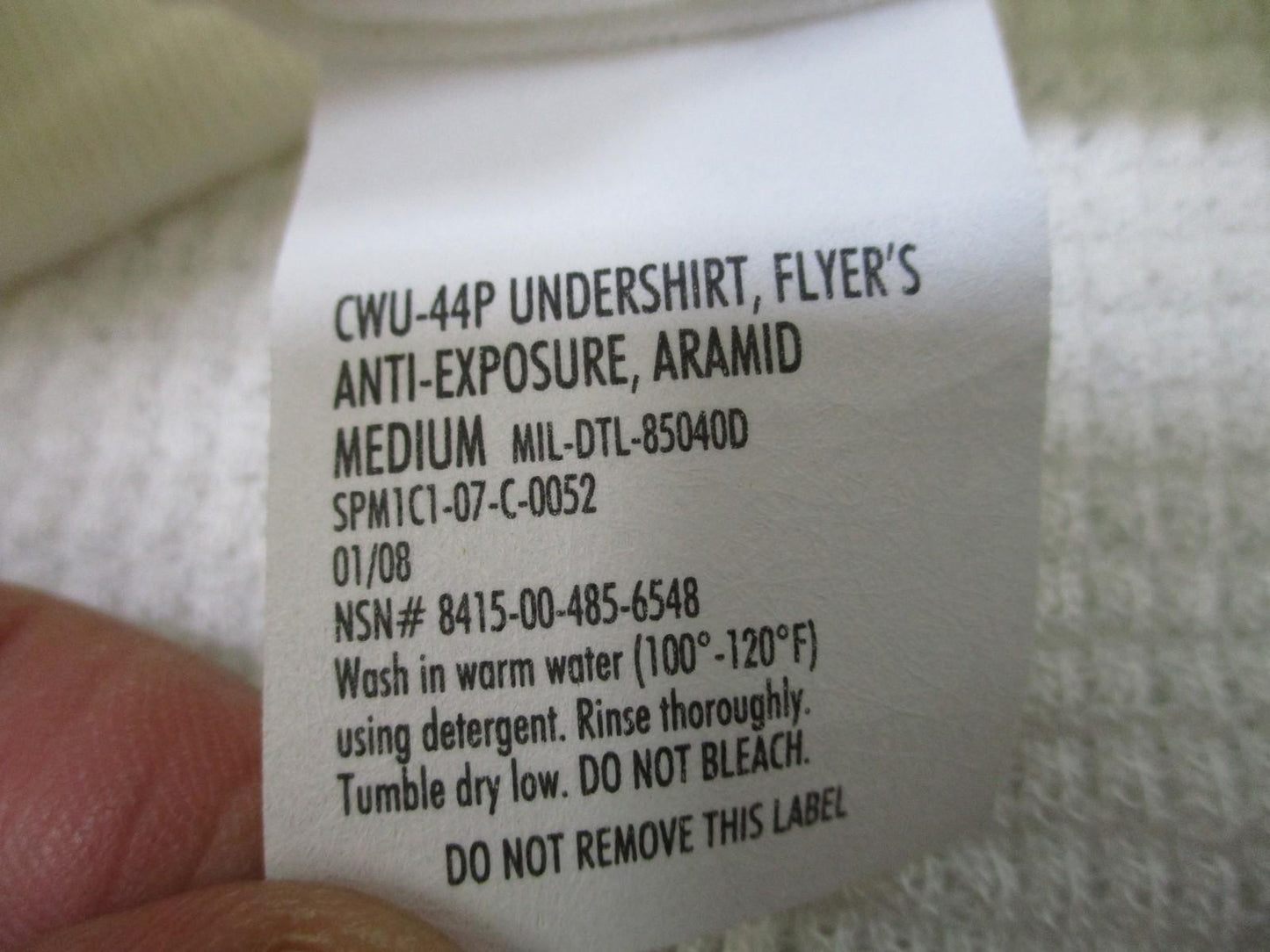 Nos CWU-44P Undershirt Flyer's Aramid Anti-Exposure Turtleneck Medium Long John
