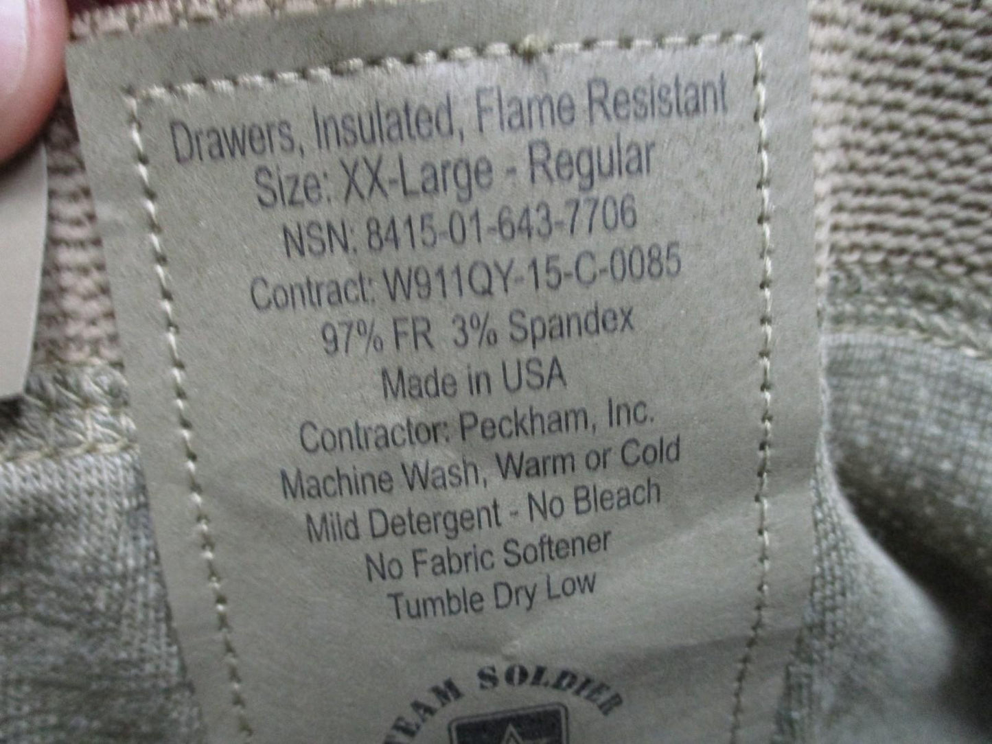 Team Soldier US Army Thermal Drawers XX-Large Regular FR Insulated Pants