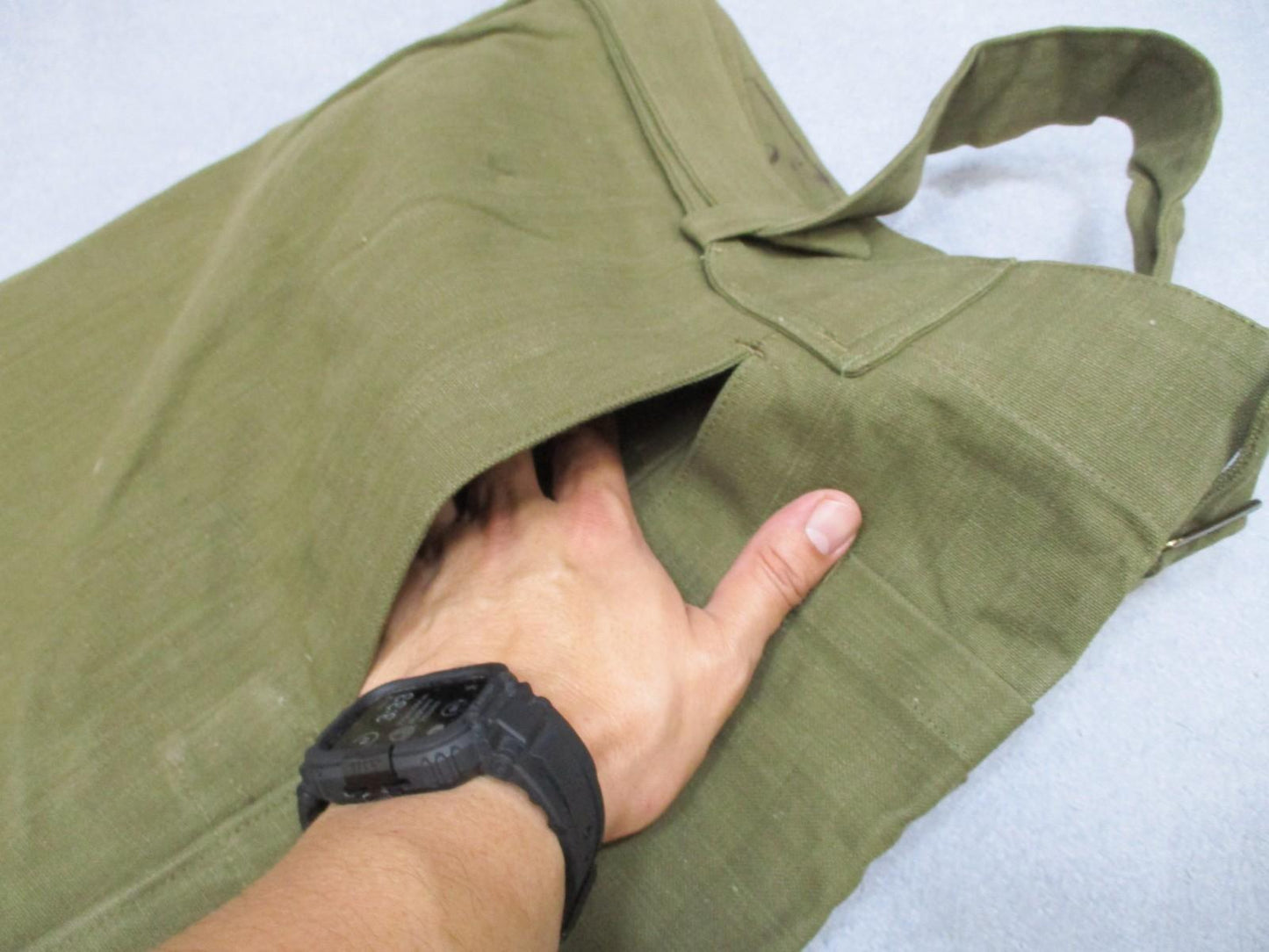 Vintage French Army Model 1935 Canvas Over Trousers – MACRA Paris – Size 2 – VGC - Centex Military Gear