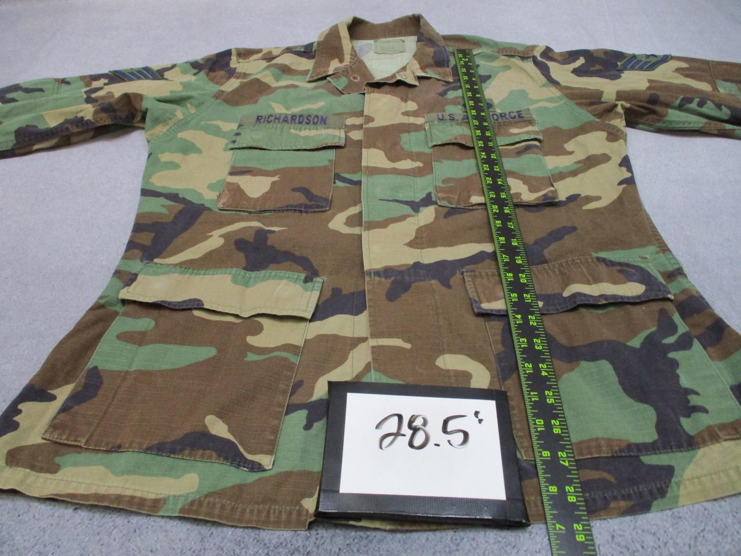 US Air Force Woodland Camo Combat Shirt RANK Patches USAF Medium Regular M81 - Centex Military Gear