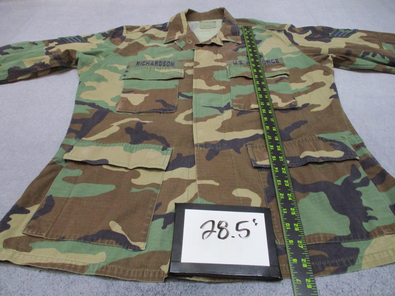 US Air Force Woodland Camo Combat Shirt RANK Patches USAF Medium Regular M81 - Centex Military Gear