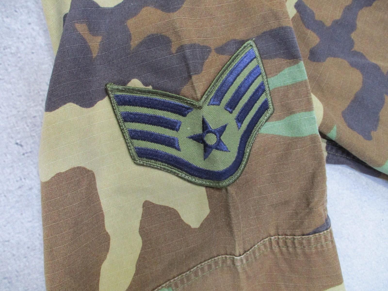 US Air Force Woodland Camo Combat Shirt RANK Patches USAF Medium Regular M81 - Centex Military Gear
