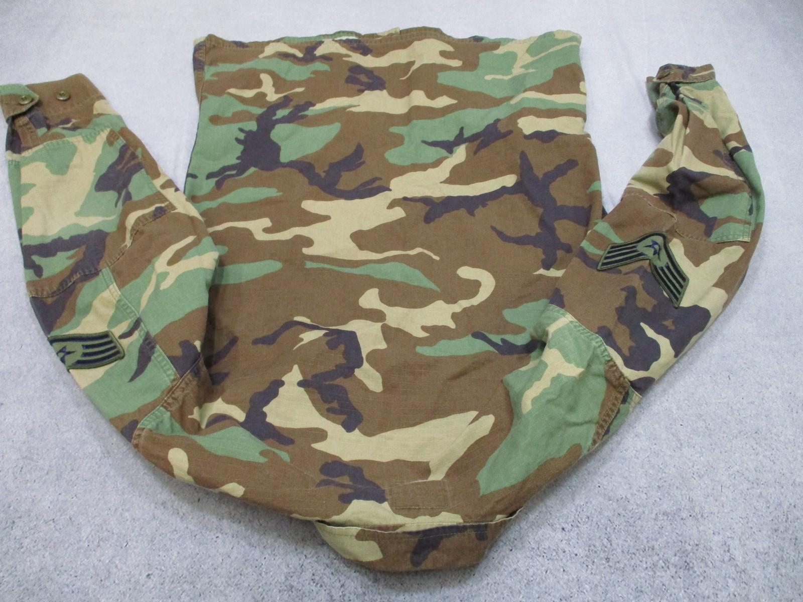 US Air Force Woodland Camo Combat Shirt RANK Patches USAF Medium Regular M81 - Centex Military Gear