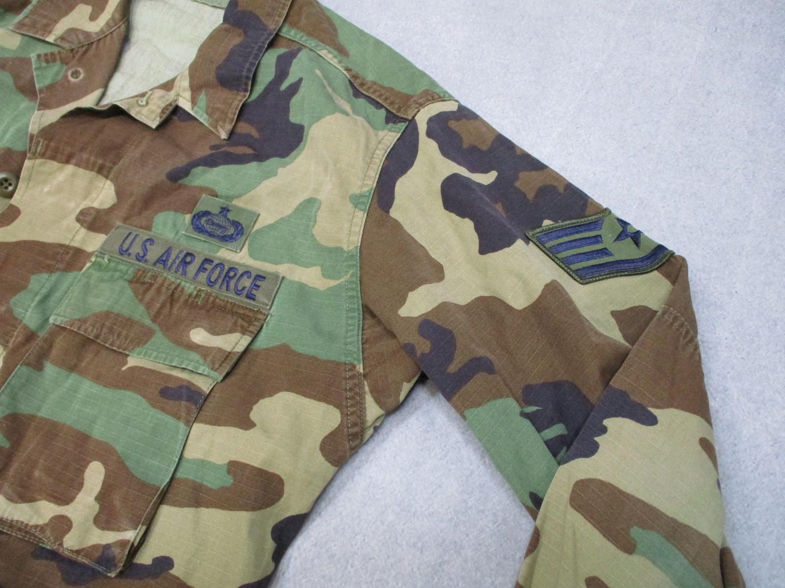 US Air Force Woodland Camo Combat Shirt RANK Patches USAF Medium Regular M81 - Centex Military Gear