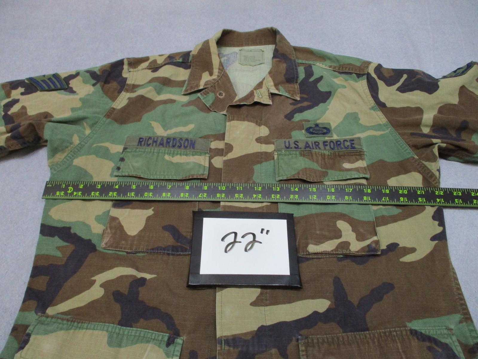 US Air Force Woodland Camo Combat Shirt RANK Patches USAF Medium Regular M81 - Centex Military Gear