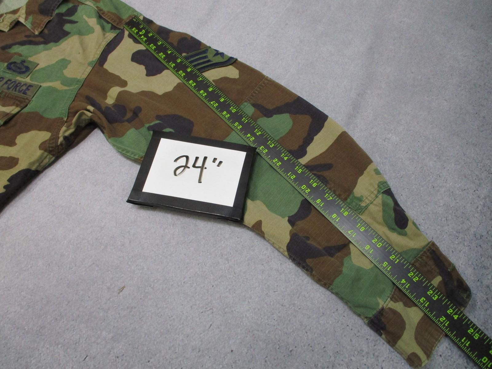 US Air Force Woodland Camo Combat Shirt RANK Patches USAF Medium Regular M81 - Centex Military Gear