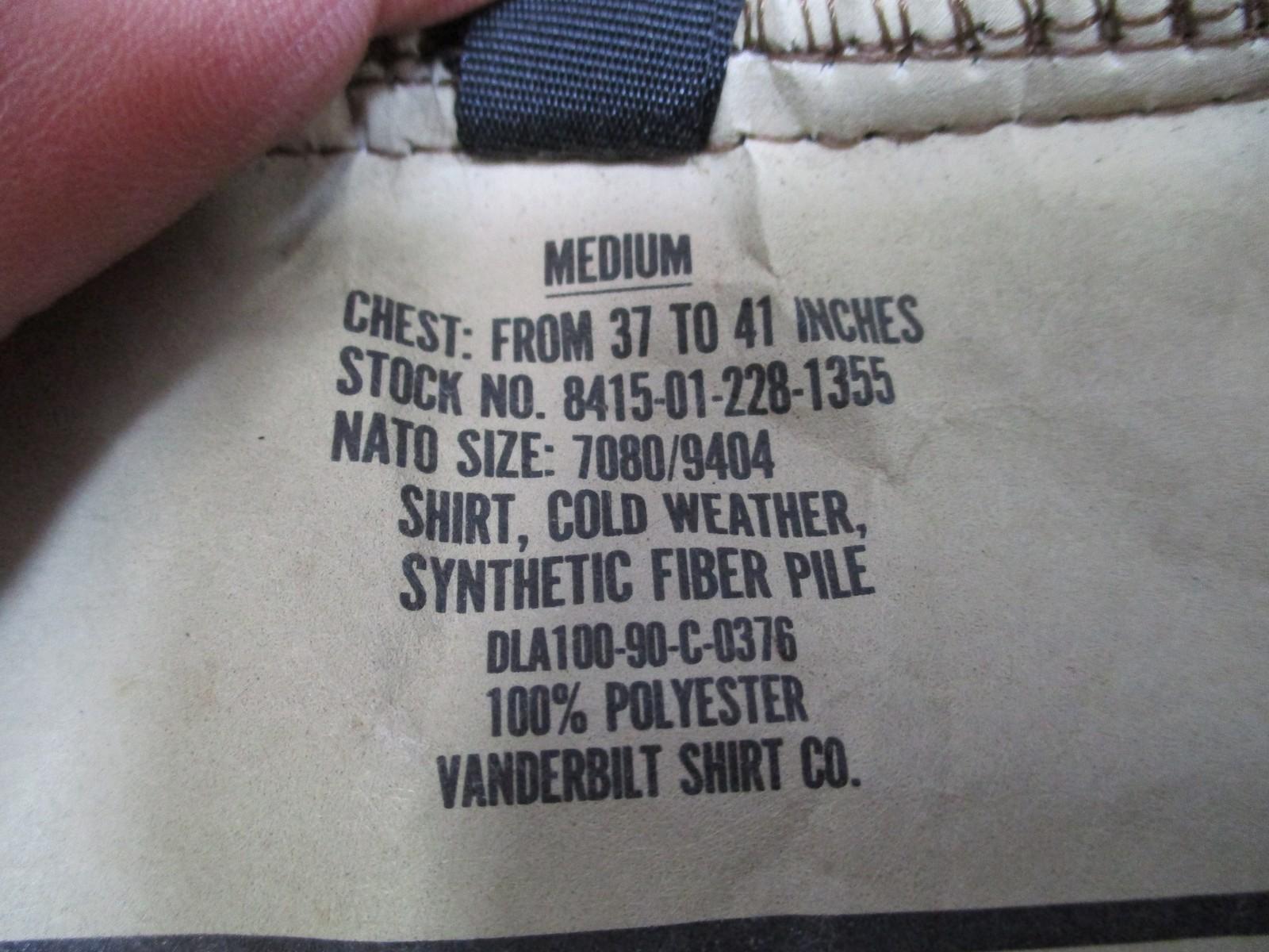 US Military Brown Bear Suit Cold Weather Jacket Pile Jacket Med Synthetic Pile - Centex Military Gear