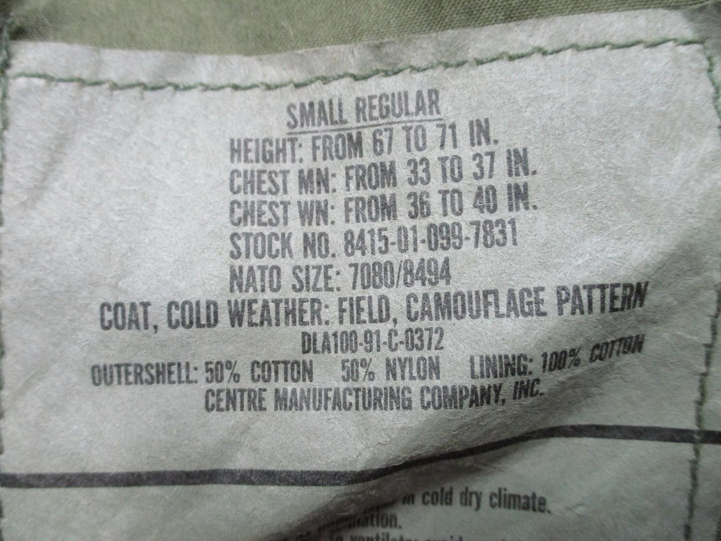 US Military M-65 Field Jacket Woodland Camo Small Regular Cold Weather Coat - Centex Military Gear