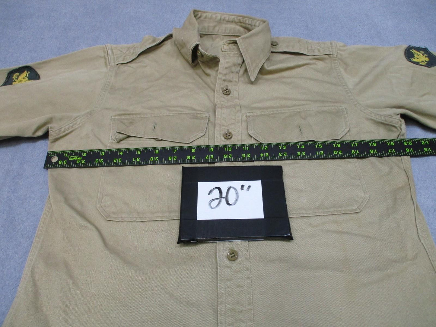Vintage 1946 US Army Khaki Cotton Service Shirt Specialist Rank Patch - Centex Military Gear