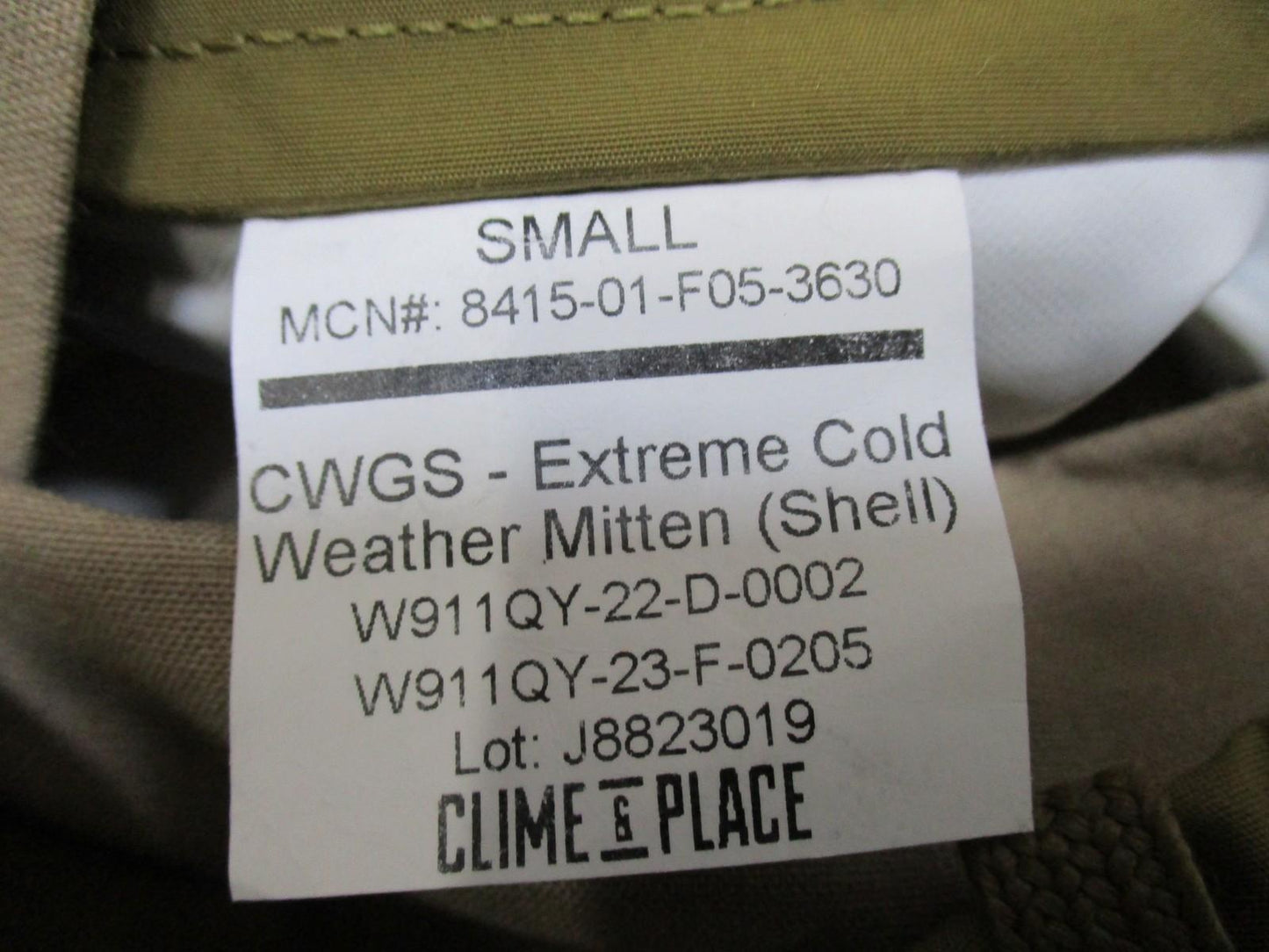 CLIME AND PLACE CWGS Extreme Cold Weather Mittens Gore-Tex Military Issue SMALL - Centex Military Gear
