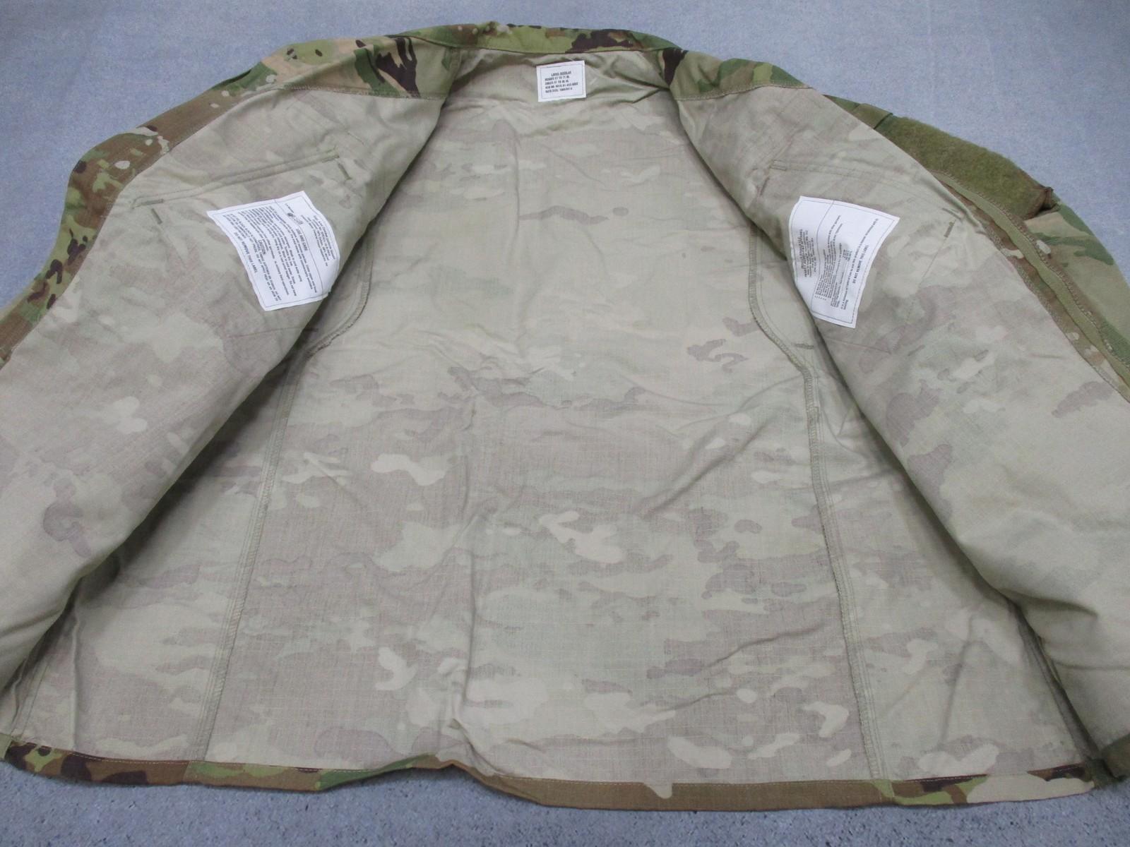 Unisex Army Combat Uniform Shirt in OCP Scorpion pattern, size large-regular, made of 50/50 NYCO fabric by Centex Military Gear