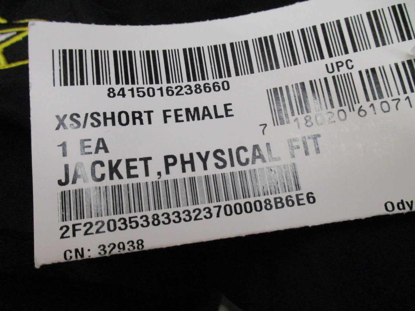 NEW FEMALE ARMY PT JACKET BLACK/YELLOW UNIFORM TOP X-SMALL/SHORT WOMEN'S