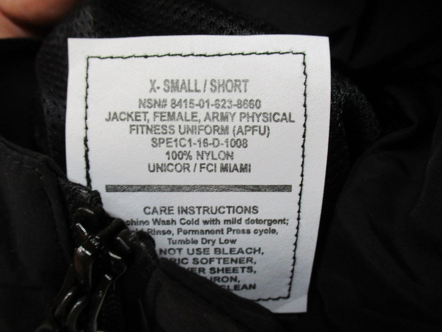 NEW FEMALE ARMY PT JACKET BLACK/YELLOW UNIFORM TOP X-SMALL/SHORT WOMEN'S