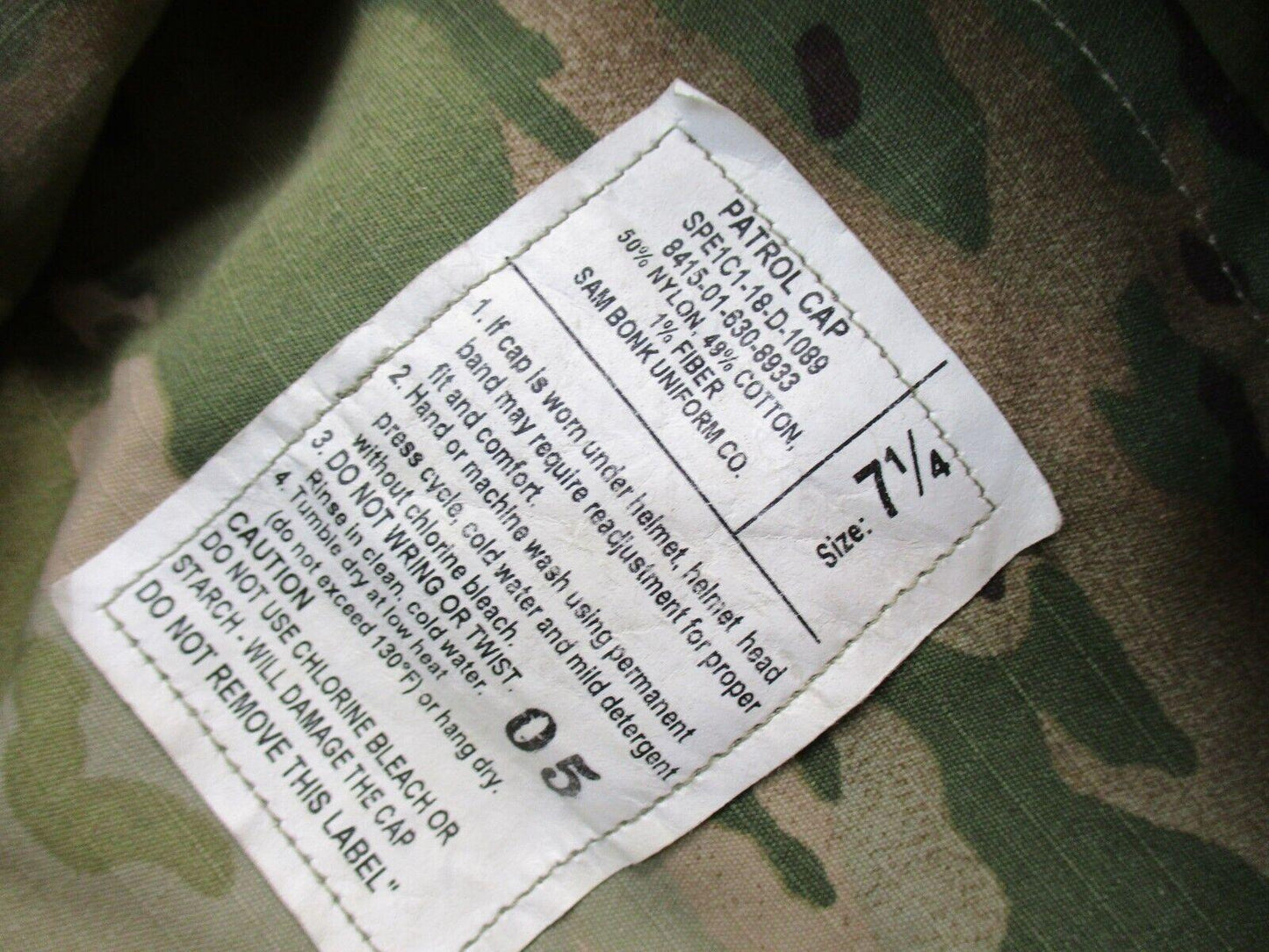 USGI ARMY PATROL CAP SCORPION PATTERN COMBAT UNIFORM HAT PC HEADGEAR (USED)