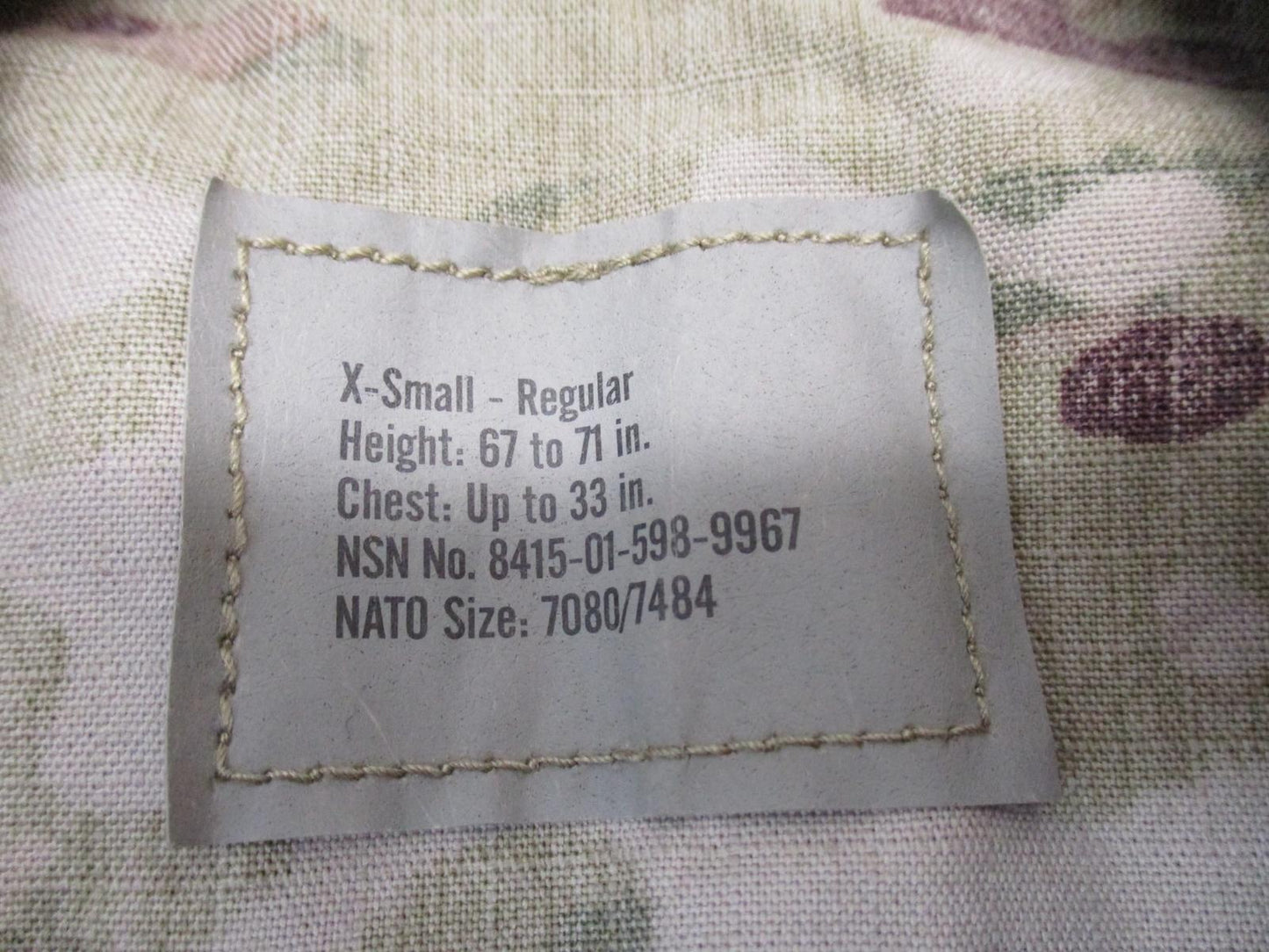 FRACU ARMY OCP SCORPION W2 MULTICAM TOP X-SMALL/REG UNIFORM COAT FLAME RESISTANT