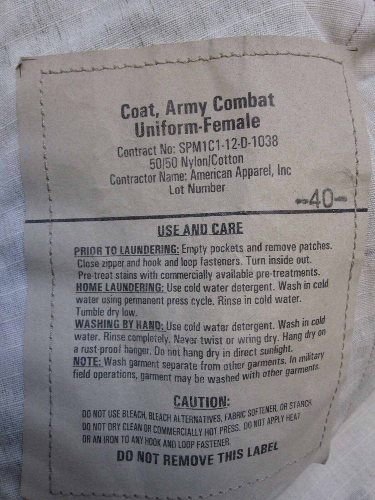 NEW ARMY OCP SCORPION W2 COMBAT UNIFORM COAT FEMALE TOP 36-LONG MULTICAM ACUs