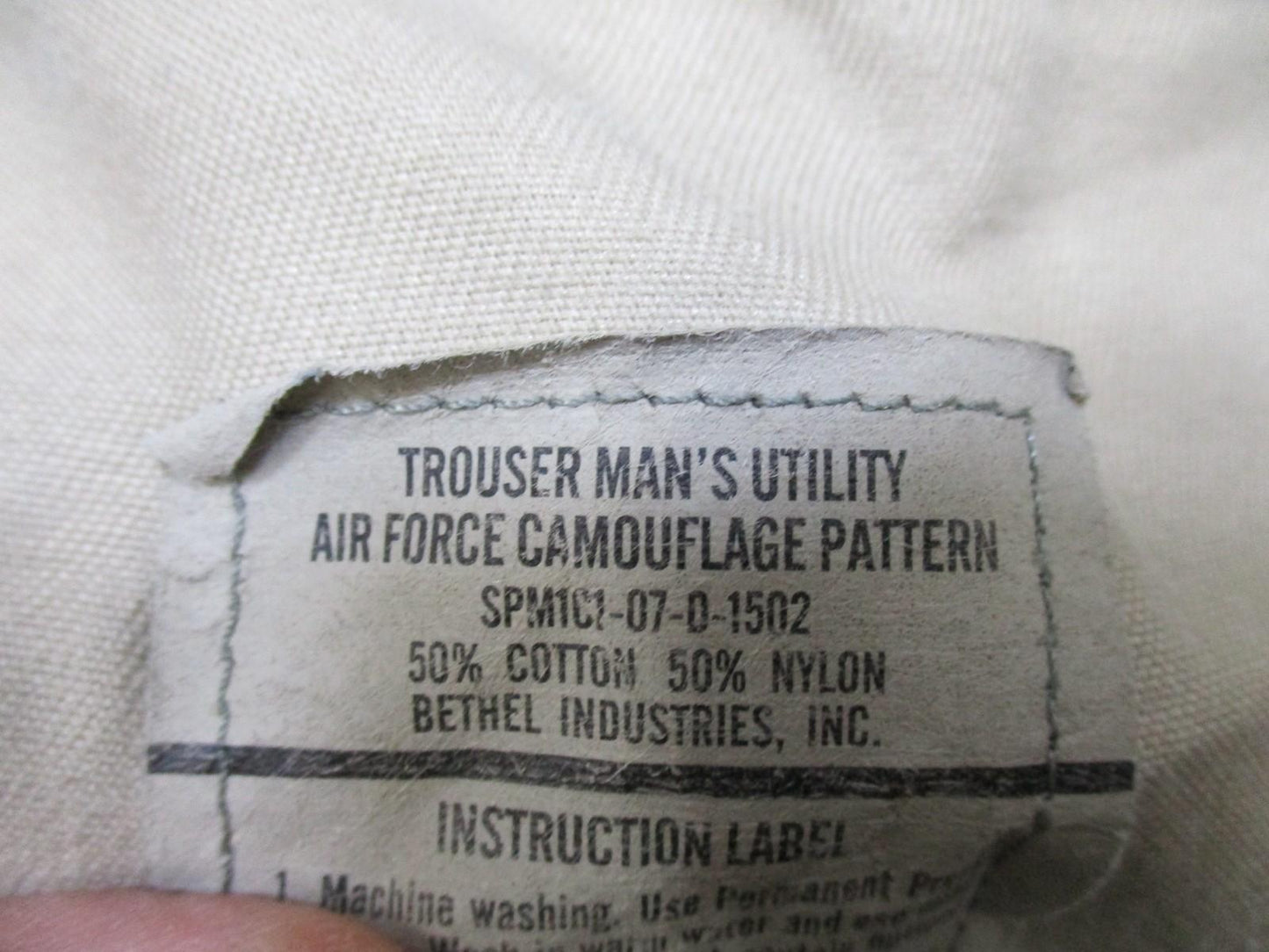 US Air Force Utility Trousers Camo Pattern 50% Cotton 50% Nylon TIGERSTRIPE 34S
