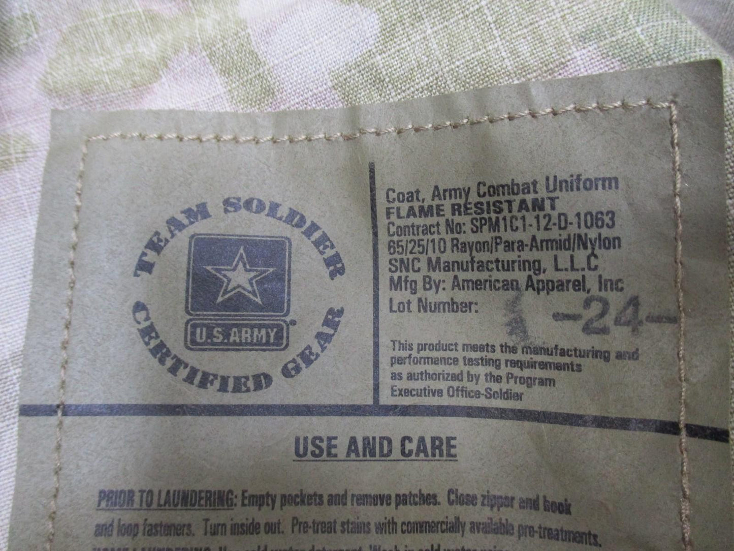 US Army ACU Jacket Flame Resistant MultiCam Team Soldier Certified Gear LargeReg