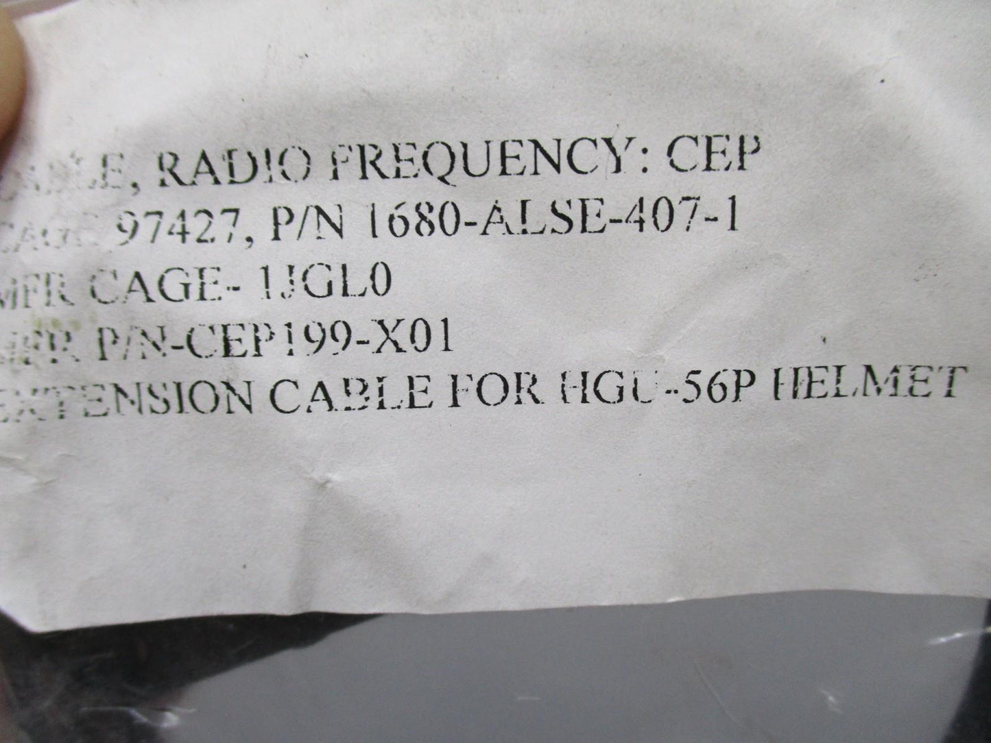 GENTEX FLIGHT HELMET 1 CEP199-X01 CEP 24" EXTENSION CABLE HGU-56/P- Brand New