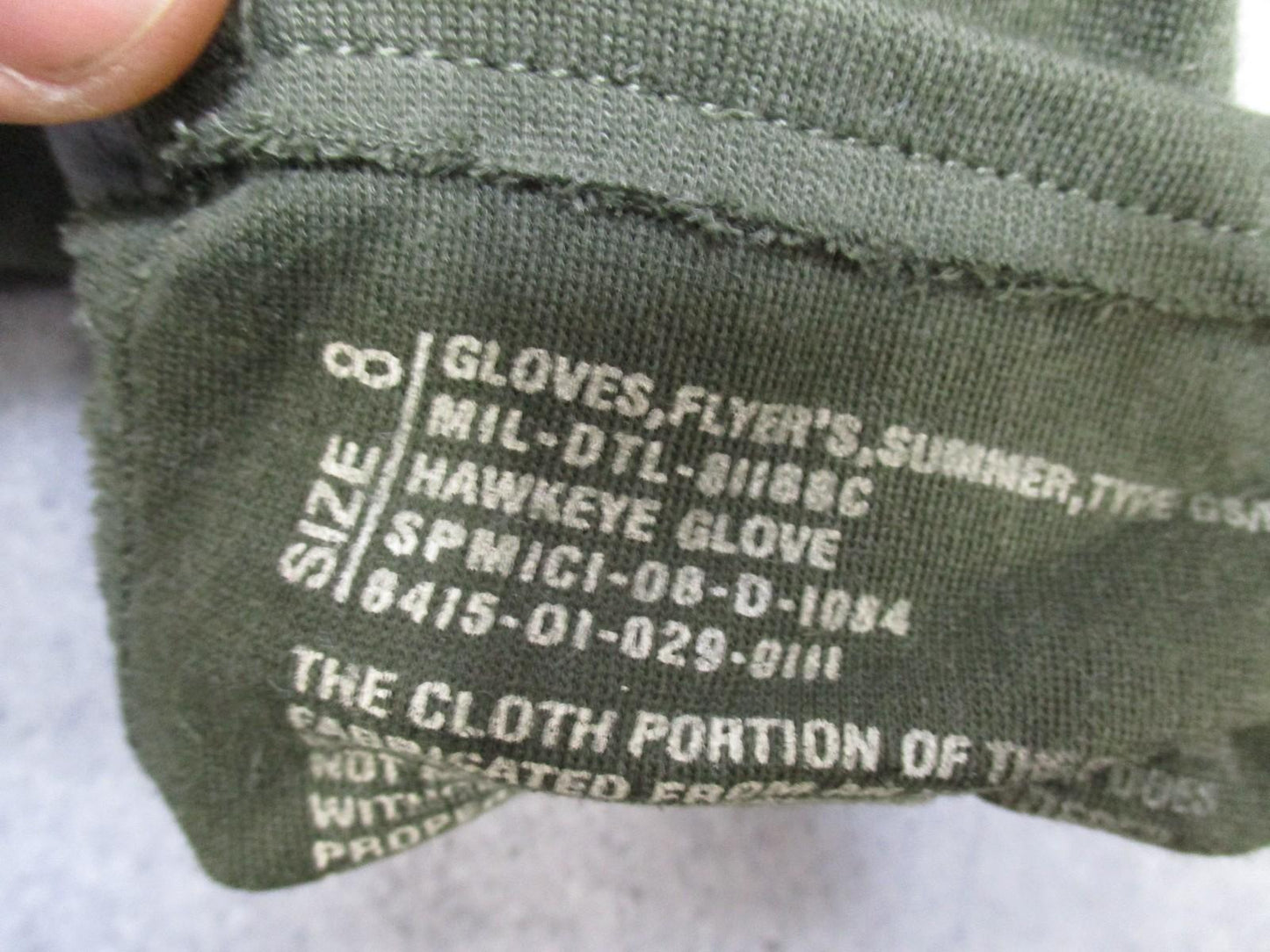 Hawkeye GS/FRP-2 Flyer's Summer Gloves Leather Cloth Military Spec Size 8