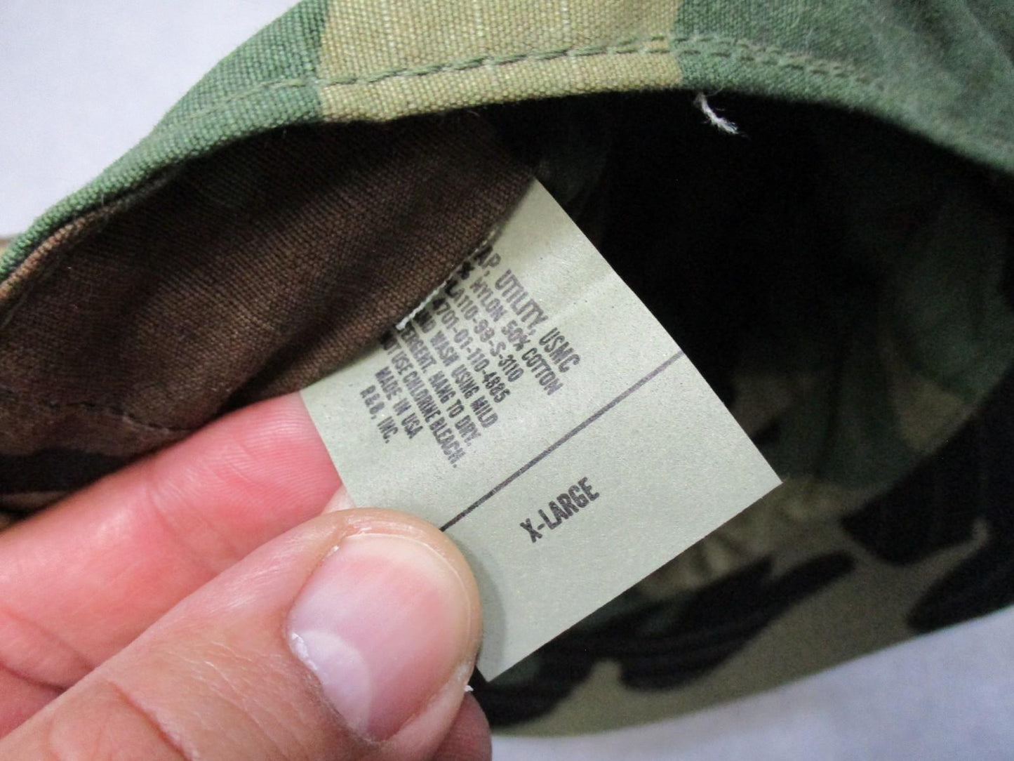USMC Utility Cap Woodland Camo X-Large 50% Nylon 50% Cotton R&B Inc. Made USA