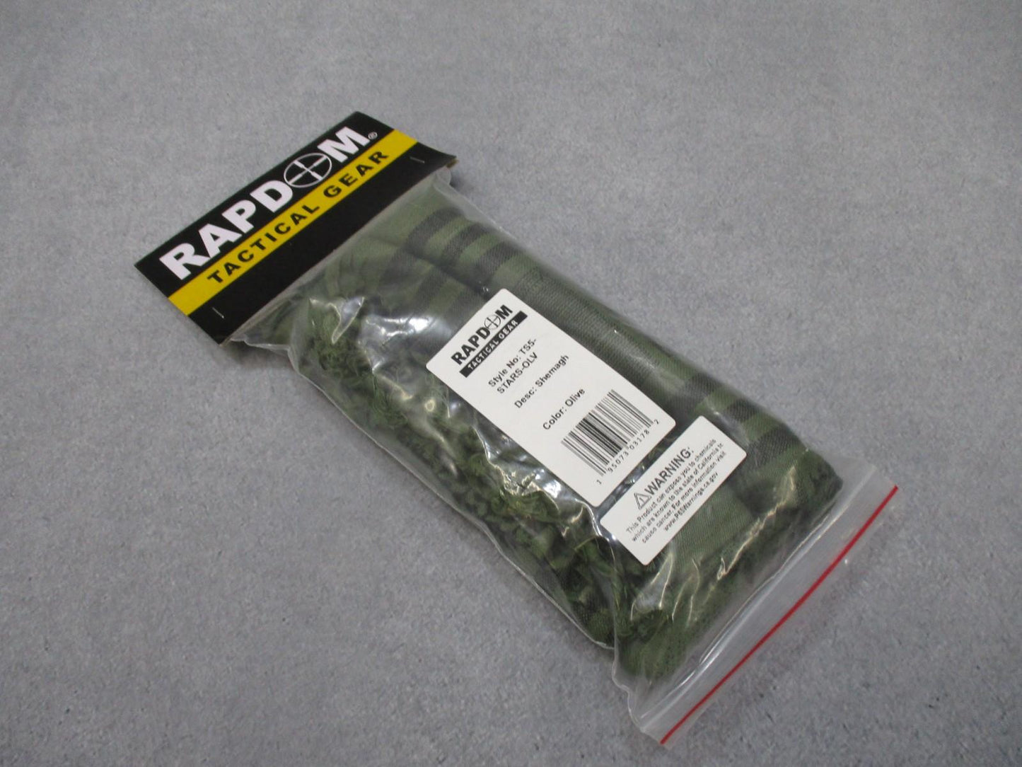 Olive green RAPDOM tactical shemagh scarf with star pattern, ideal for outdoor activities and military use.