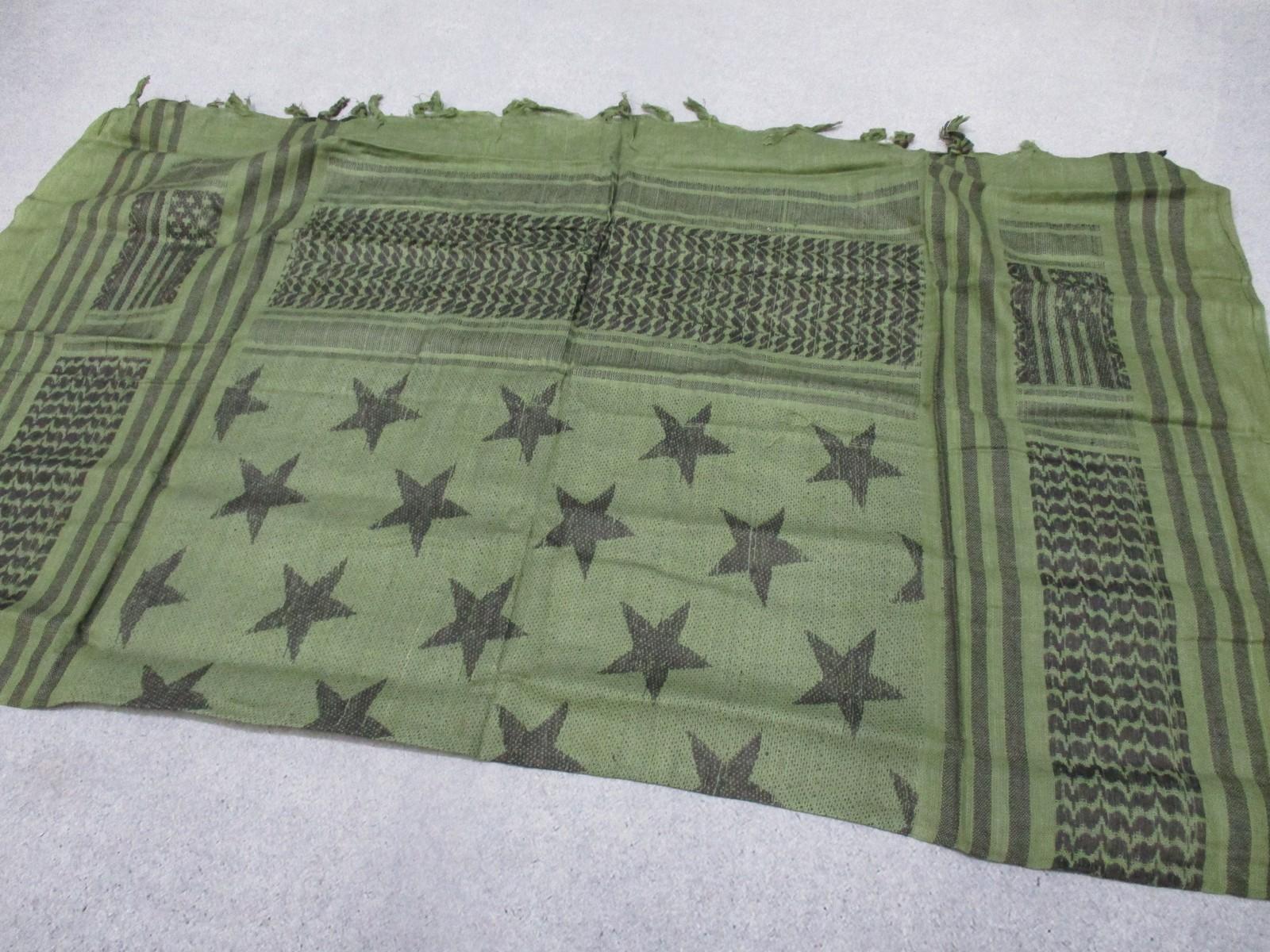 Olive green RAPDOM tactical shemagh scarf with star pattern, perfect for outdoor activities and military use.