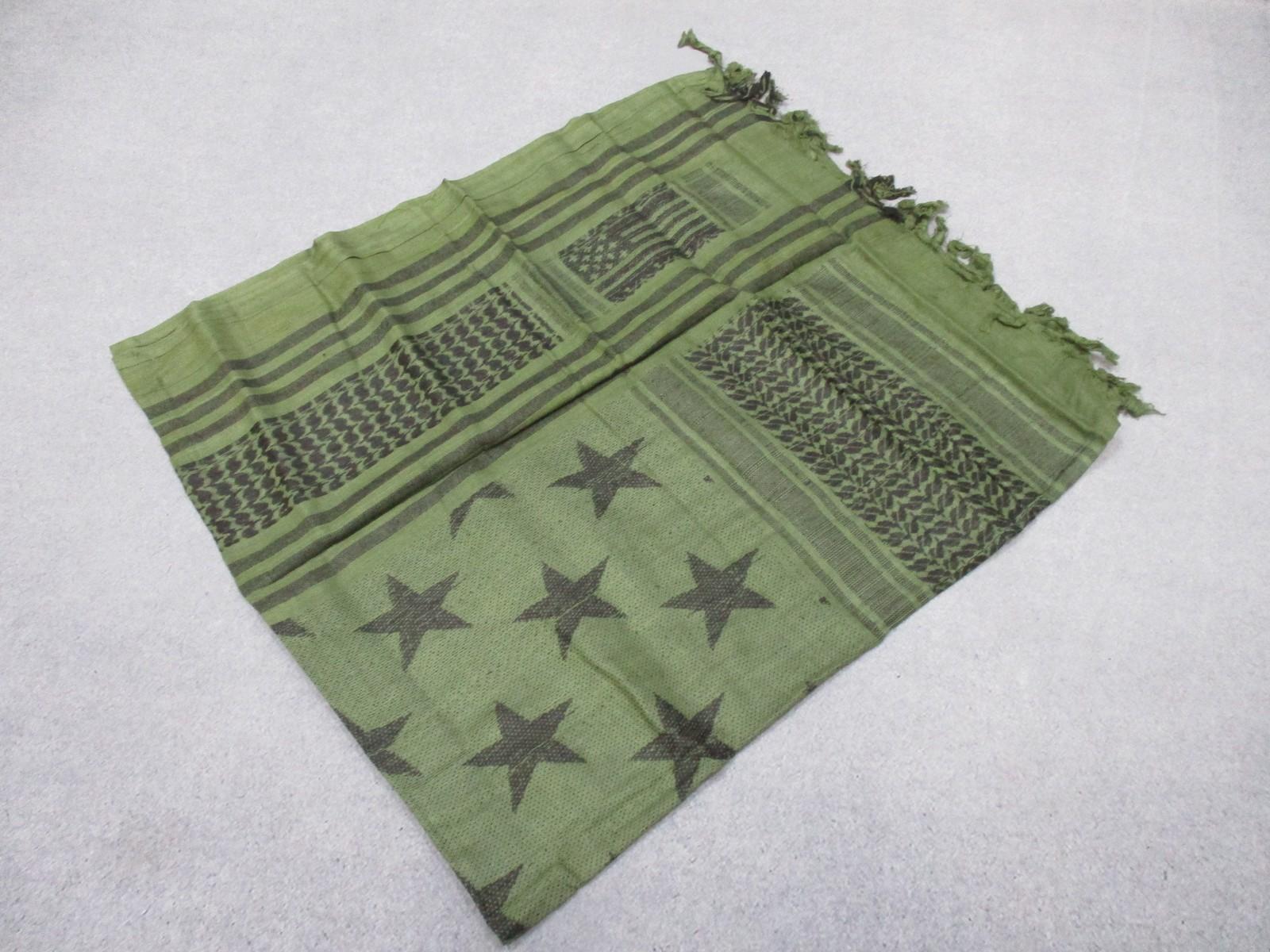 Olive green RAPDOM tactical shemagh scarf with star pattern, ideal for outdoor and military use.