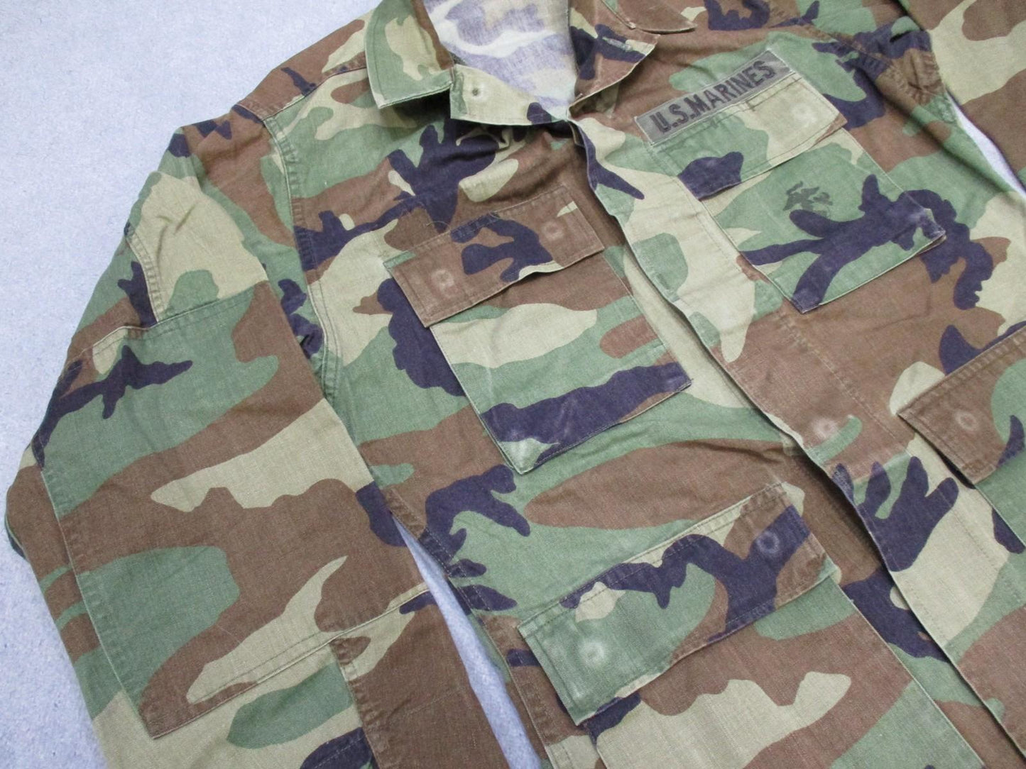 US Marines Woodland Camo Combat Coat Shirt Small Short 50/50 Cotton Nylon USMC