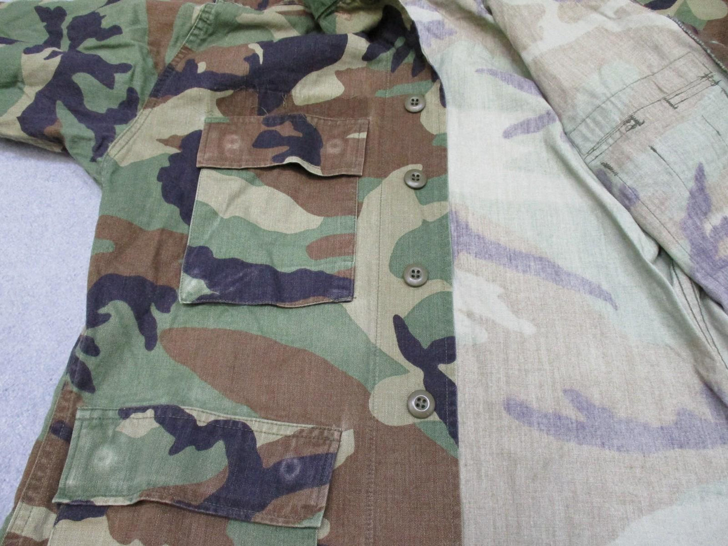 US Marines Woodland Camo Combat Coat Shirt Small Short 50/50 Cotton Nylon USMC