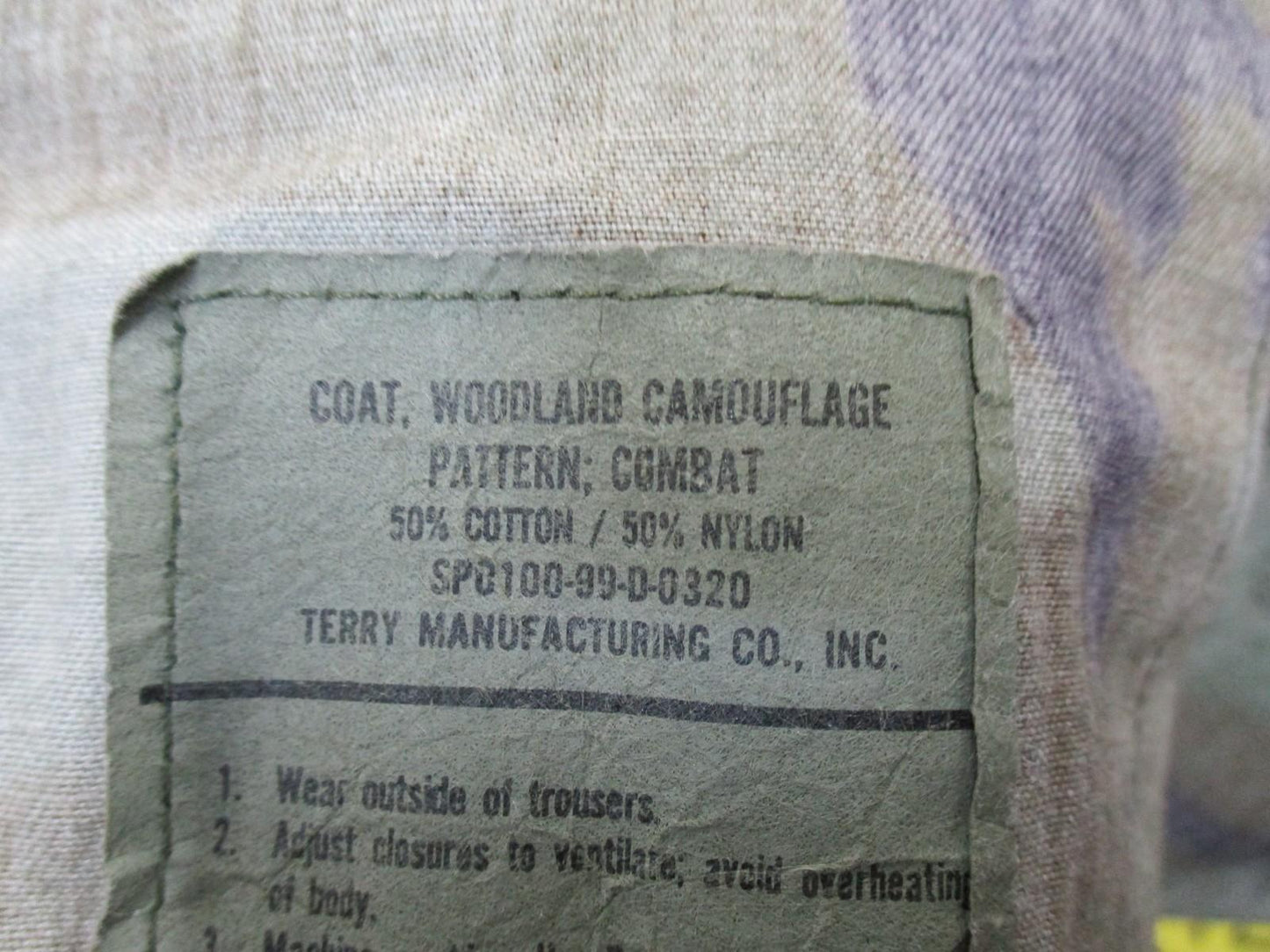 US Marines Woodland Camo Combat Coat Shirt Small Short 50/50 Cotton Nylon USMC