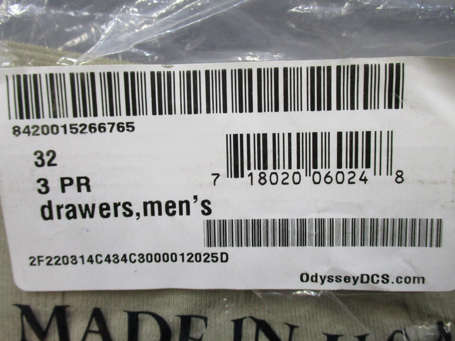 3 Pairs Men's Drawers Underwear Defense Logistics Agency Made in USA Size 32