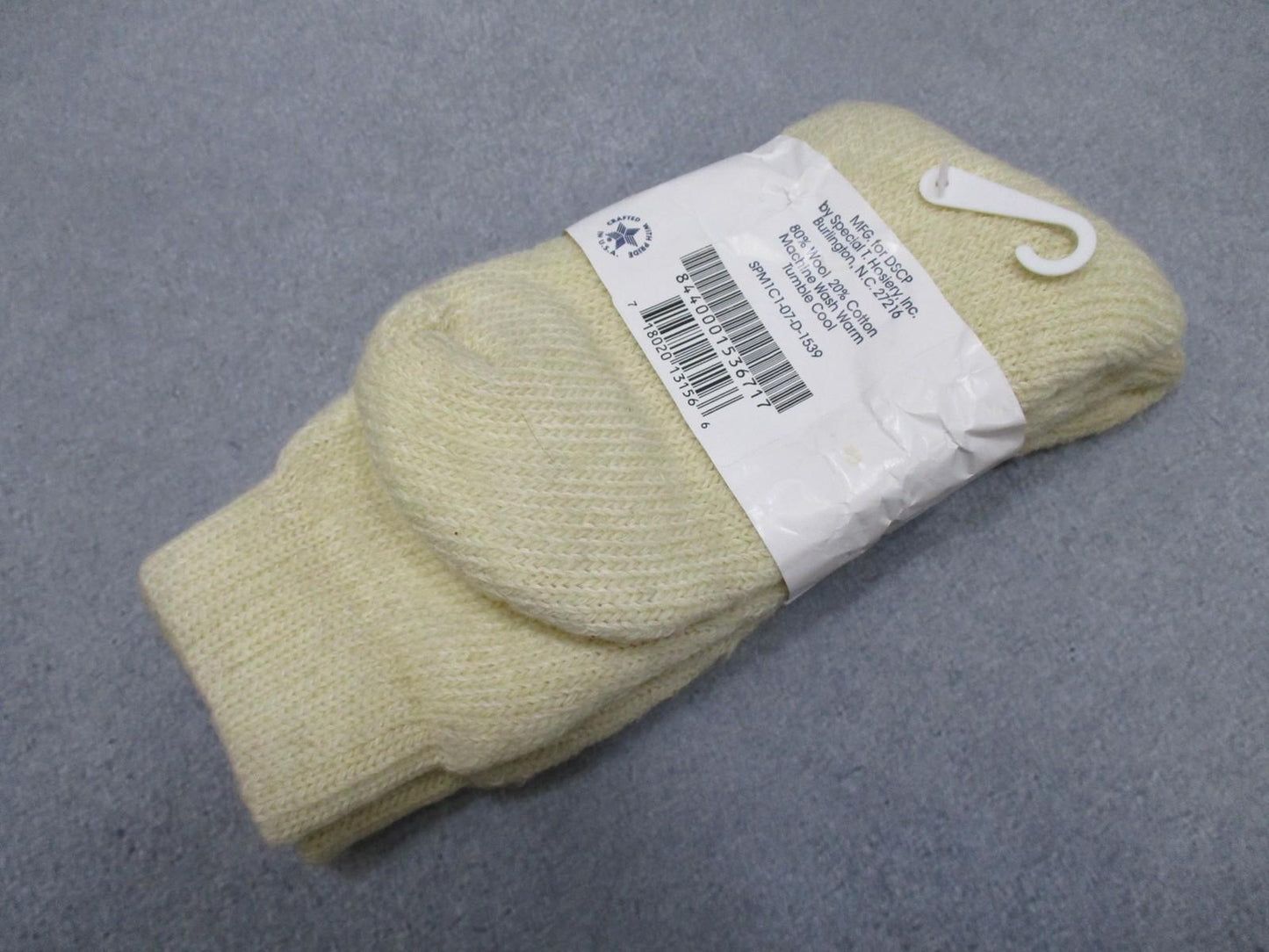 DSCP Wool Blend Socks Size 10 - 80% Wool, 20% Cotton - Made in USA