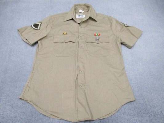 US Army Dress Uniform Short Sleeve Shirt AGSU Men's Heritage Tan 16 Regular - Centex Military Gear