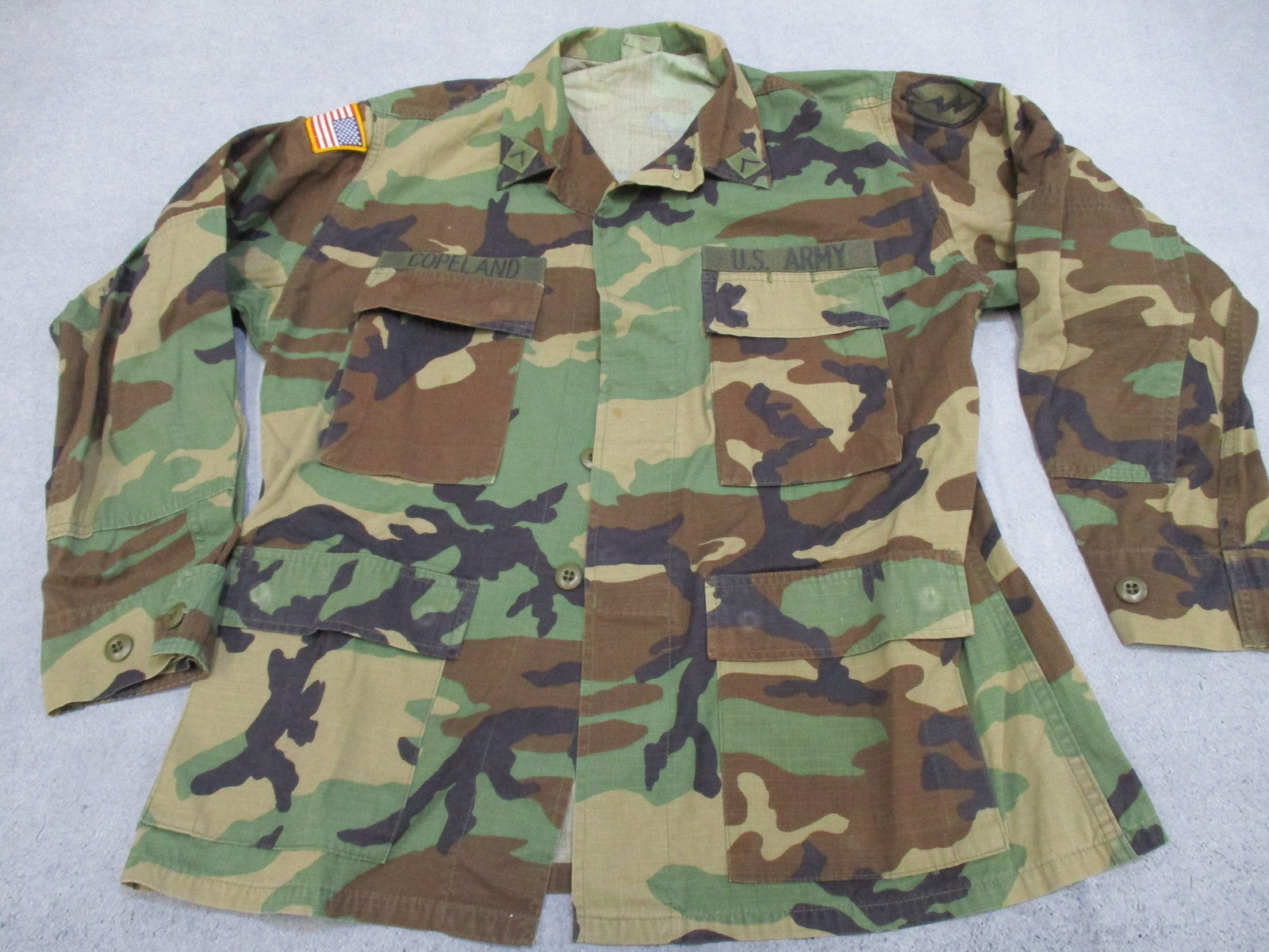 US Army Woodland Camo Hot Weather Combat Shirt Medium-Short BDU Top - Centex Military Gear