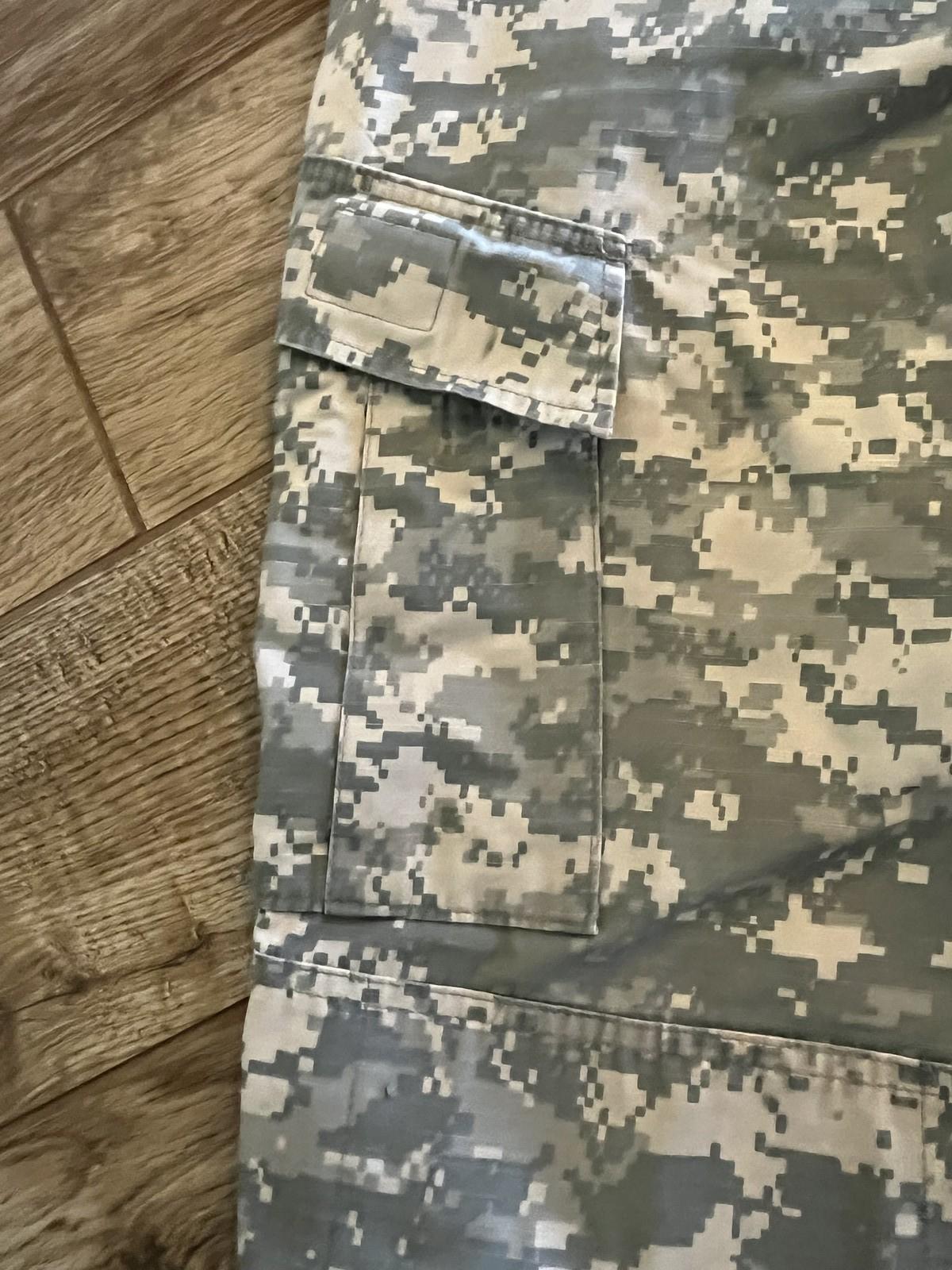 Used Centex Military Gear US Army ACU digital camo cargo pants, medium short, altered fit, in good condition