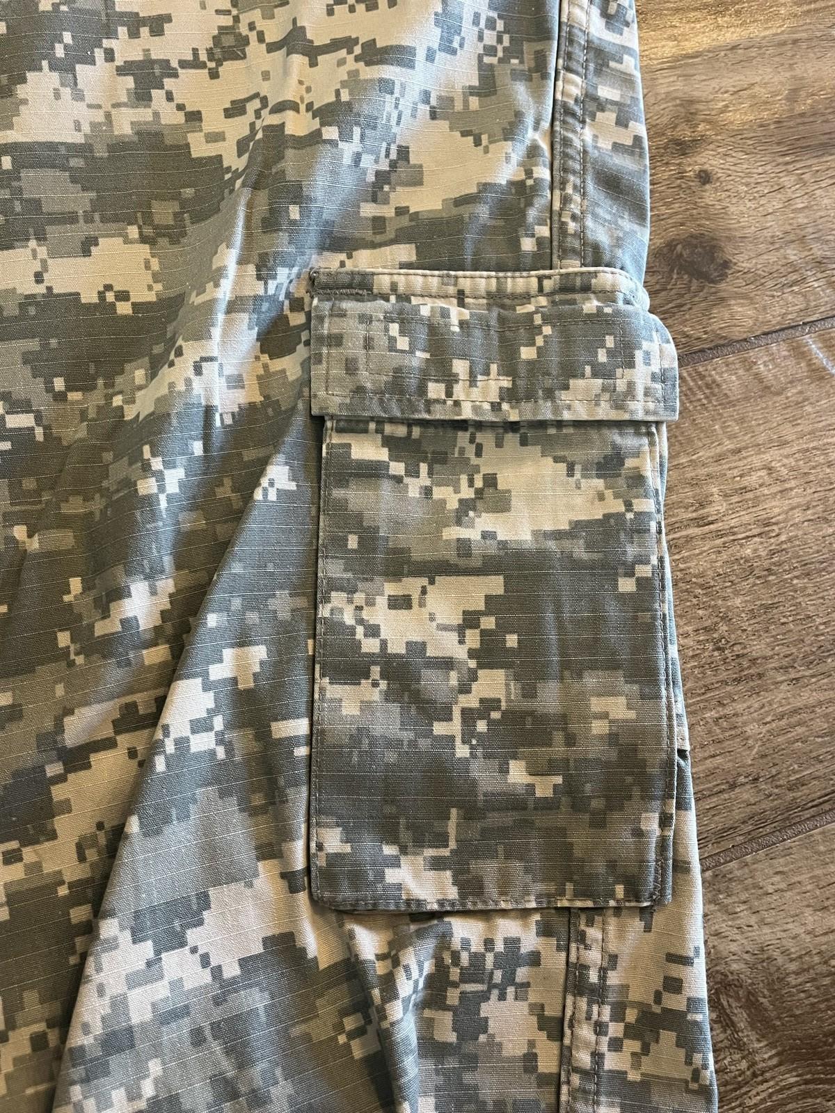 Used Centex Military Gear US Army ACU digital camouflage cargo pants, medium short size, altered for a comfortable fit.