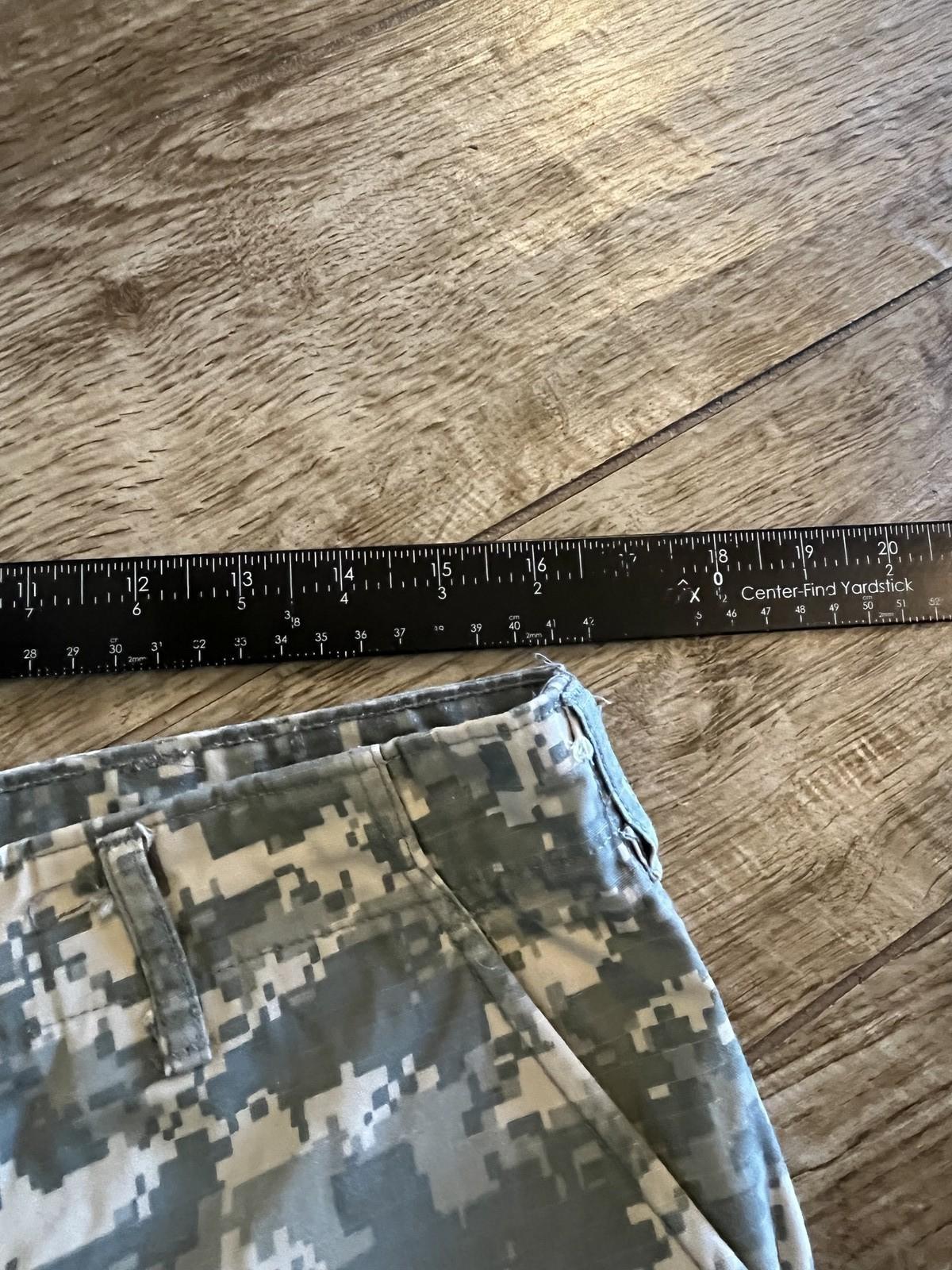Used Centex Military Gear US Army ACU digital camo cargo pants in medium short, altered for a comfortable fit.