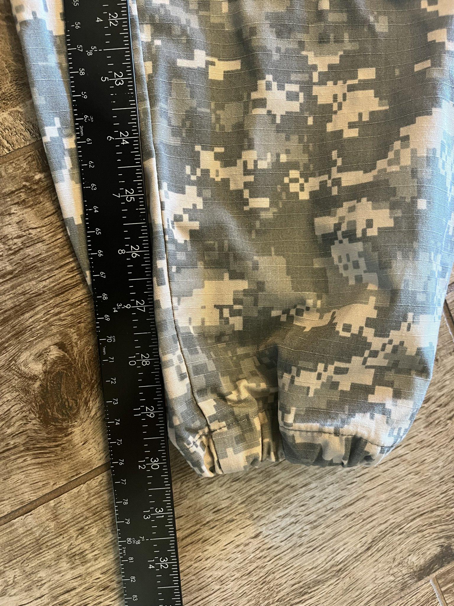 Centex Military Gear Army ACU digital camo cargo pants in small regular size with altered ankles, military uniform for tactical wear.