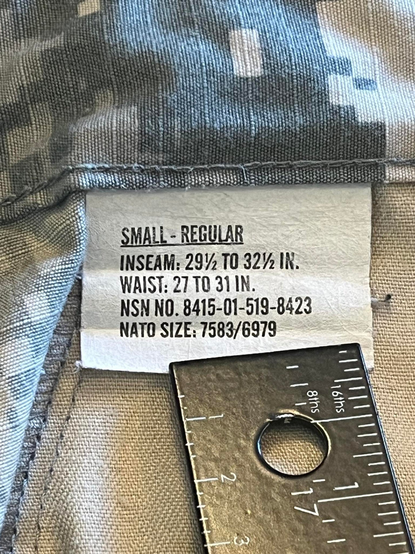 Centex Military Gear army ACU digital camo cargo pants in small regular size with altered ankles, military uniform for tactical wear.