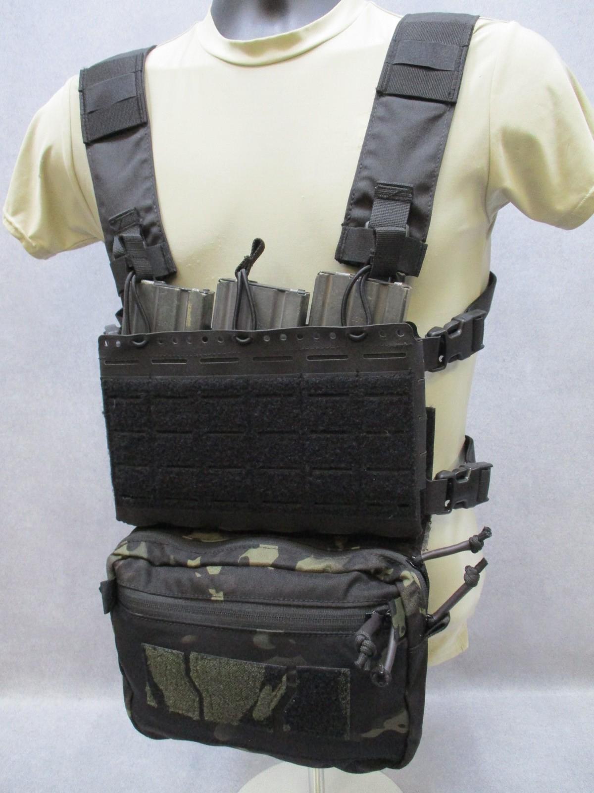 Modular Tactical Chest Rig / Black Placard System w/ Dangler Pouch Multicam Blk - Centex Military Gear