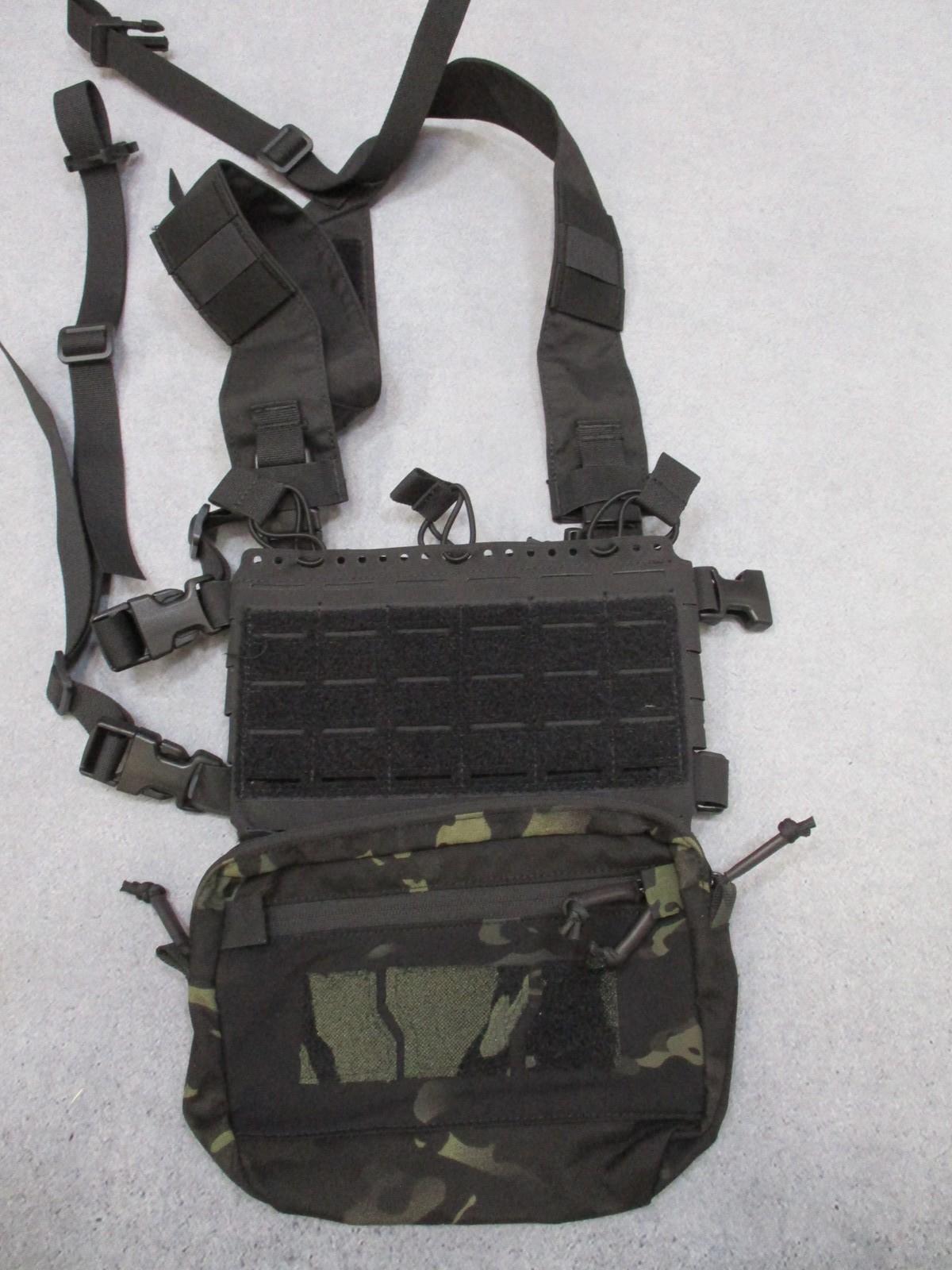 Modular Tactical Chest Rig / Black Placard System w/ Dangler Pouch Multicam Blk - Centex Military Gear