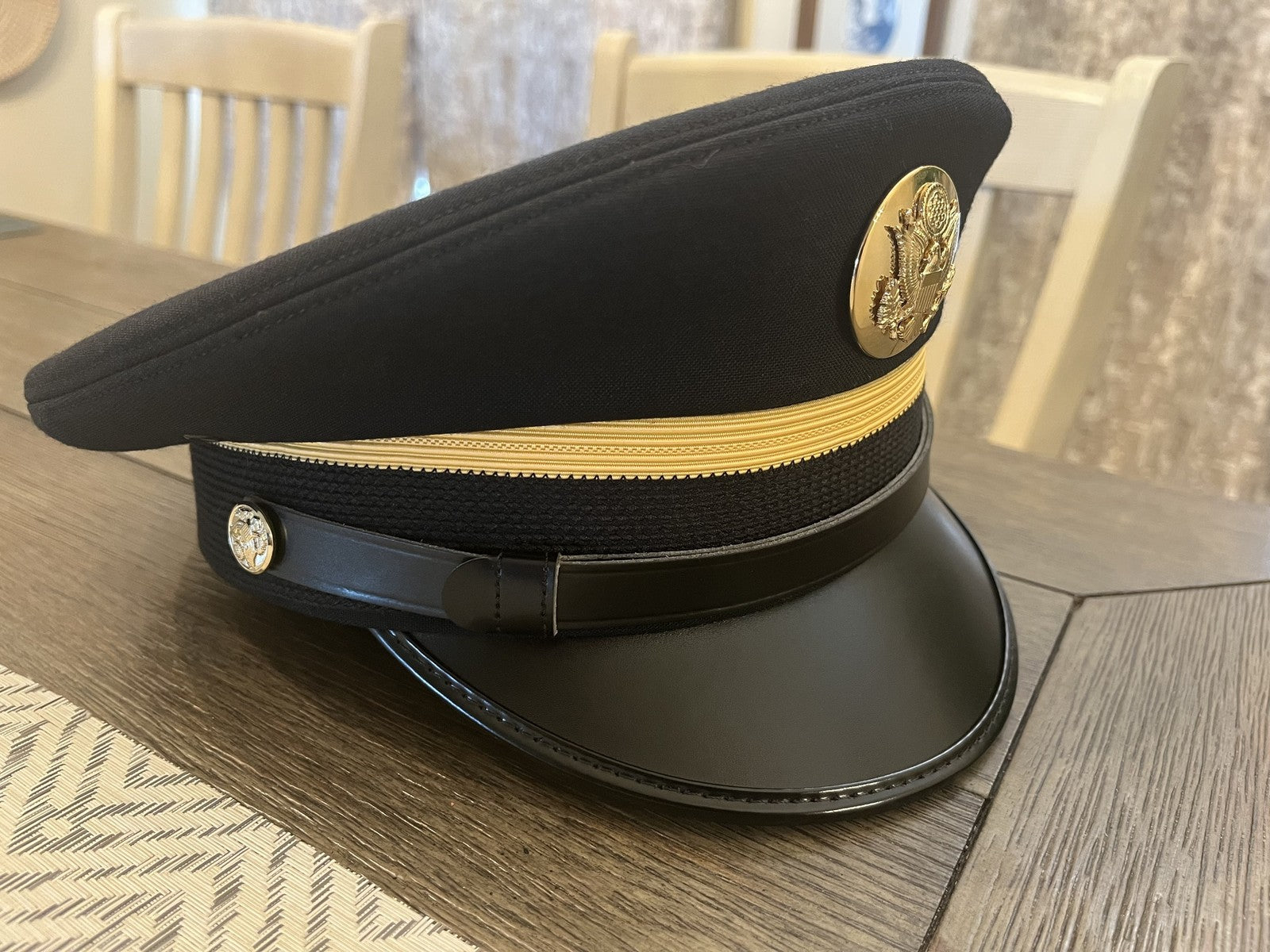 US Army Officer Dress Blues Hat Kingform Cap Size 7 3/8 Gold Braid Emblem - Centex Military Gear