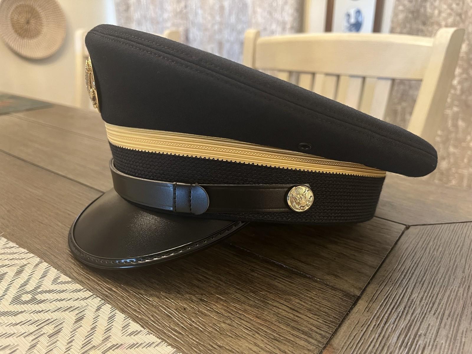 US Army Officer Dress Blues Hat Kingform Cap Size 7 3/8 Gold Braid Emblem - Centex Military Gear