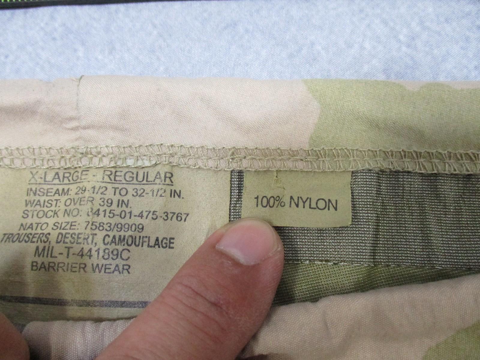 US Military ECWCS MIL-T-44189C Desert Camo Barrier Wear Pants X-Large Regular - Centex Military Gear