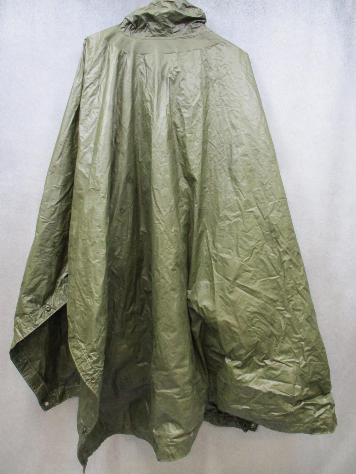 Military Rubberized Rain Poncho Cape Olive Drab Shelter Half Style Drawstring - Centex Military Gear