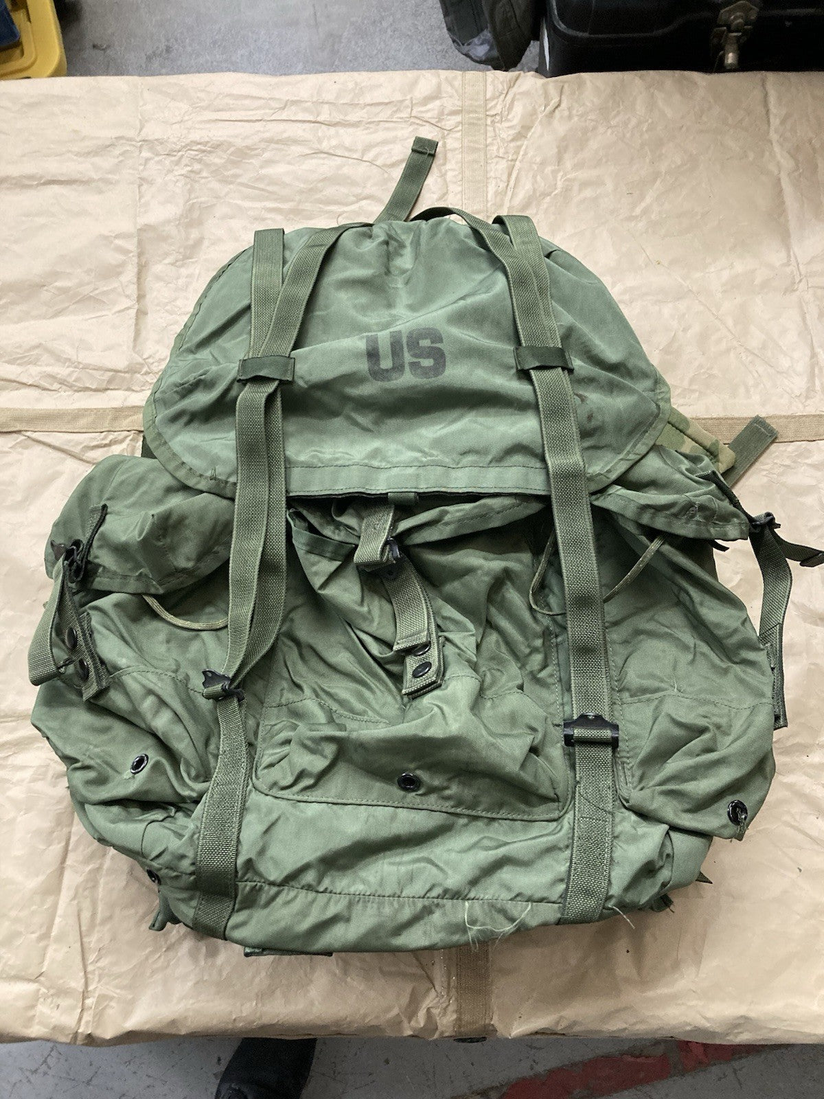 Large USGI Alice Pack Army Rucksack by Centex Military Gear in green, featuring adjustable straps and multiple pockets.